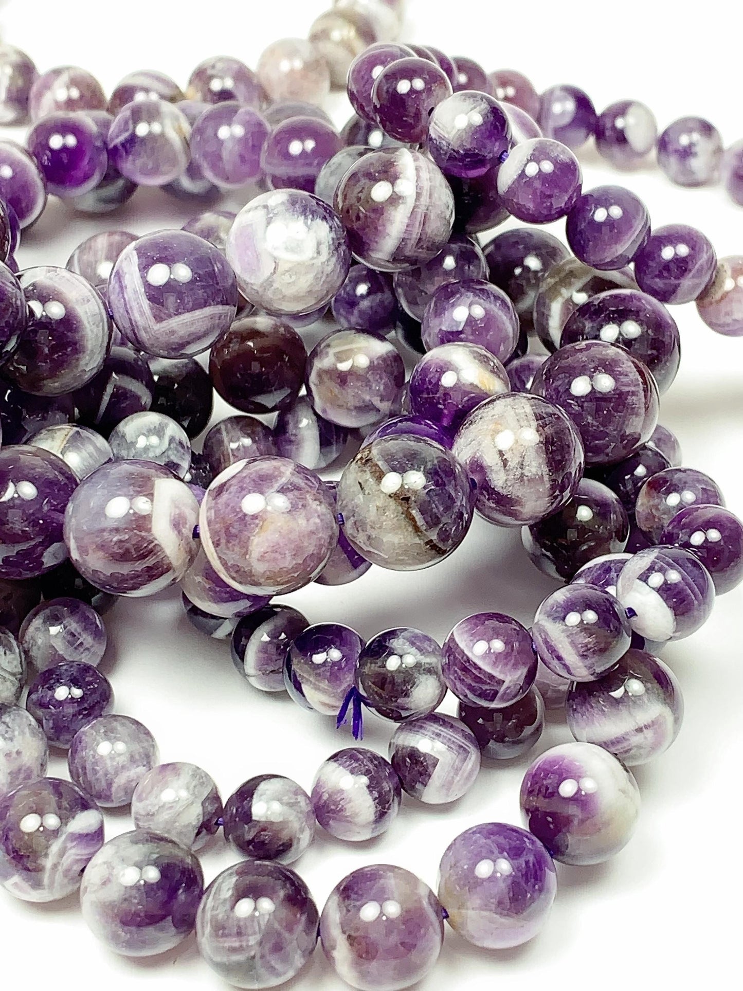 Genuine Natural purple Amethyst Smooth Round Stretch Bracelet 10mm