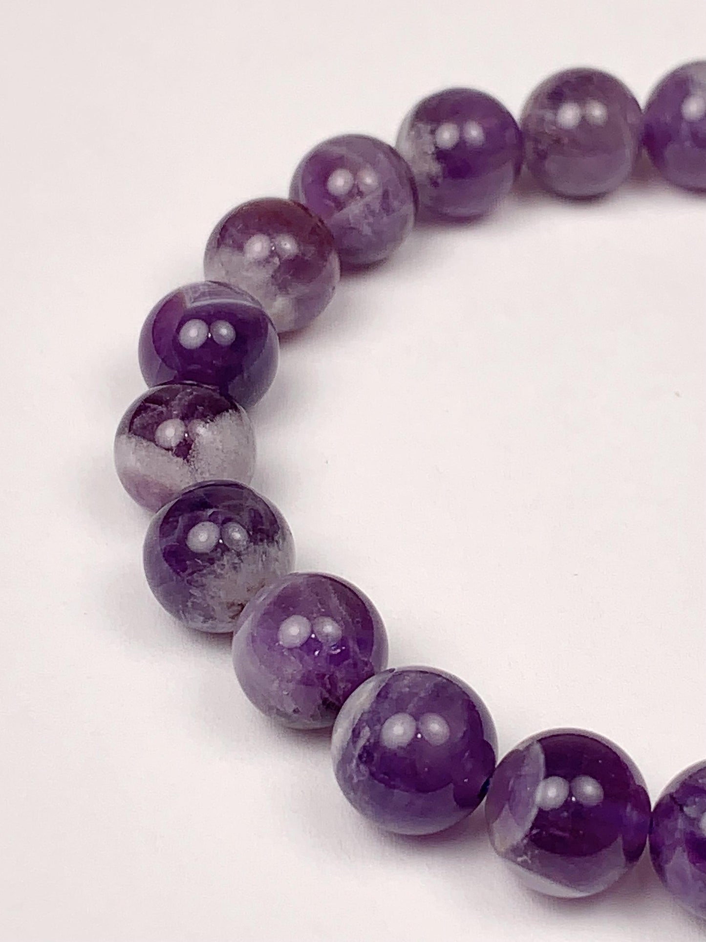 Genuine Natural purple Amethyst Smooth Round Stretch Bracelet 10mm
