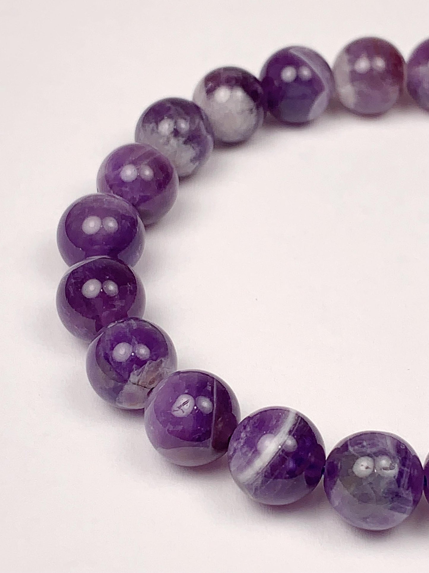 Genuine Natural purple Amethyst Smooth Round Stretch Bracelet 10mm