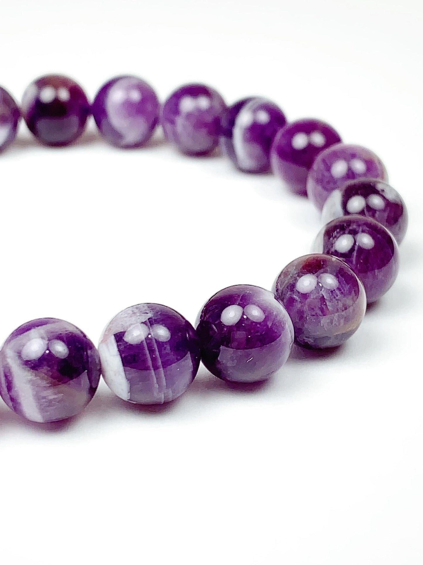 Genuine Natural purple Amethyst Smooth Round Stretch Bracelet 10mm