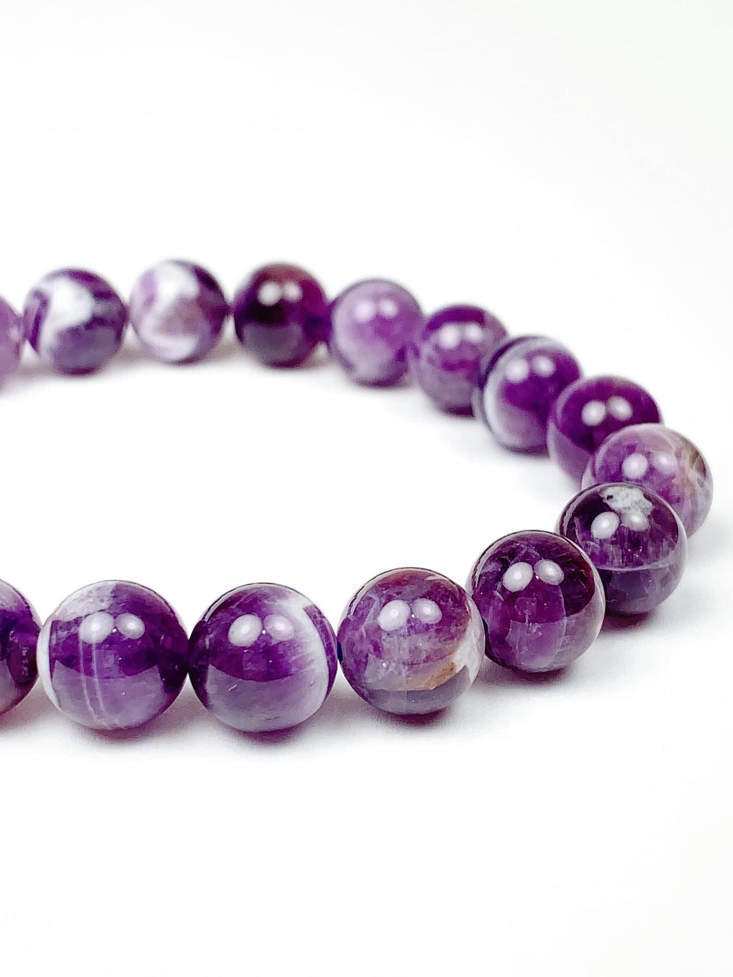 Genuine Natural purple Amethyst Smooth Round Stretch Bracelet 10mm