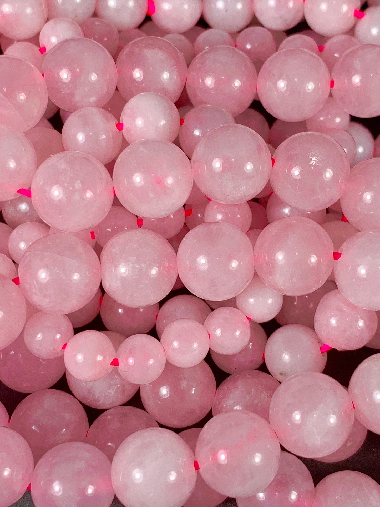 Natural Opaque Pink Rose Quartz Smooth Round  Beads Gemstone 15.5" Strand High Quality