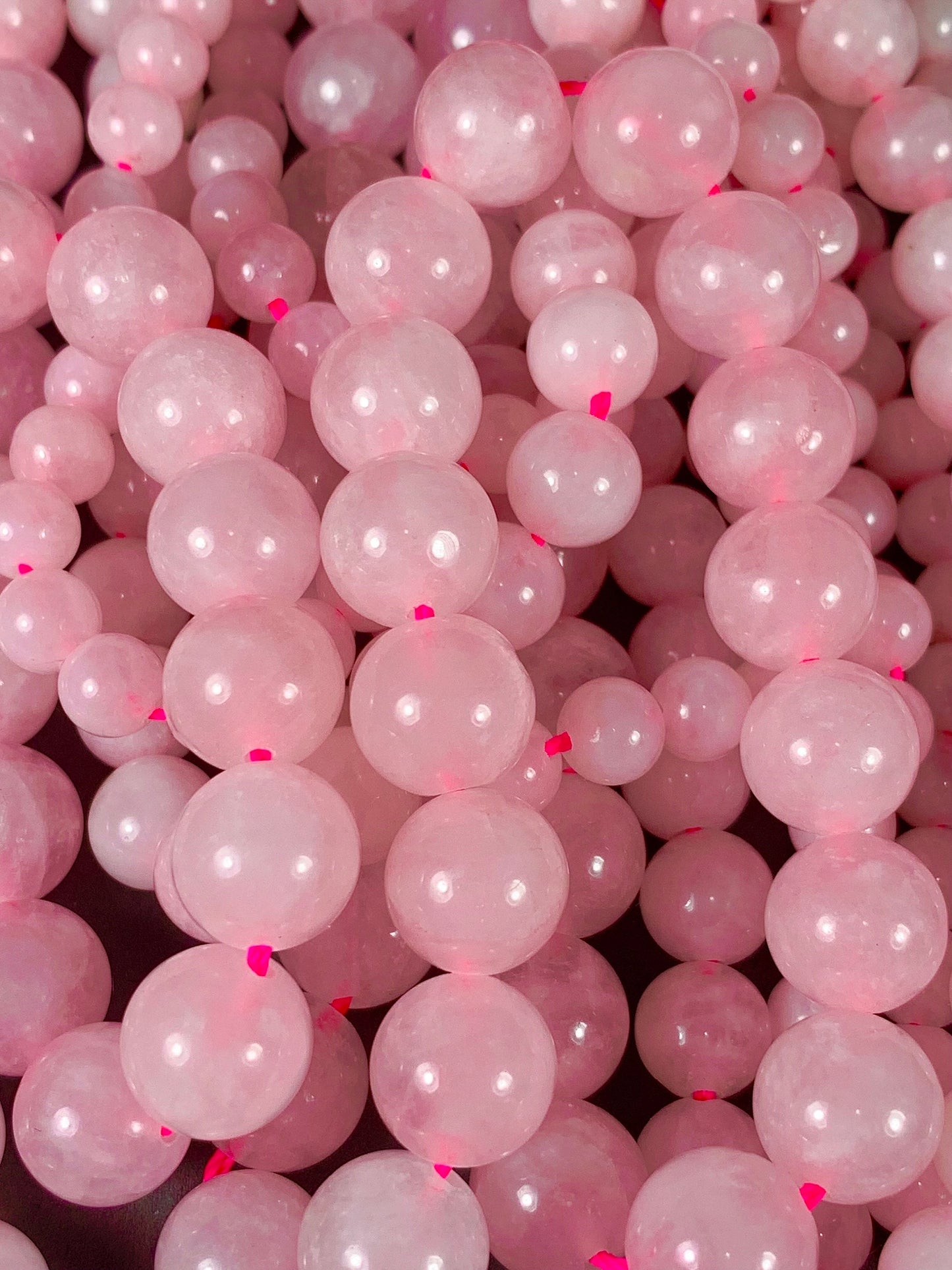 Natural Opaque Pink Rose Quartz Smooth Round  Beads Gemstone 15.5" Strand High Quality