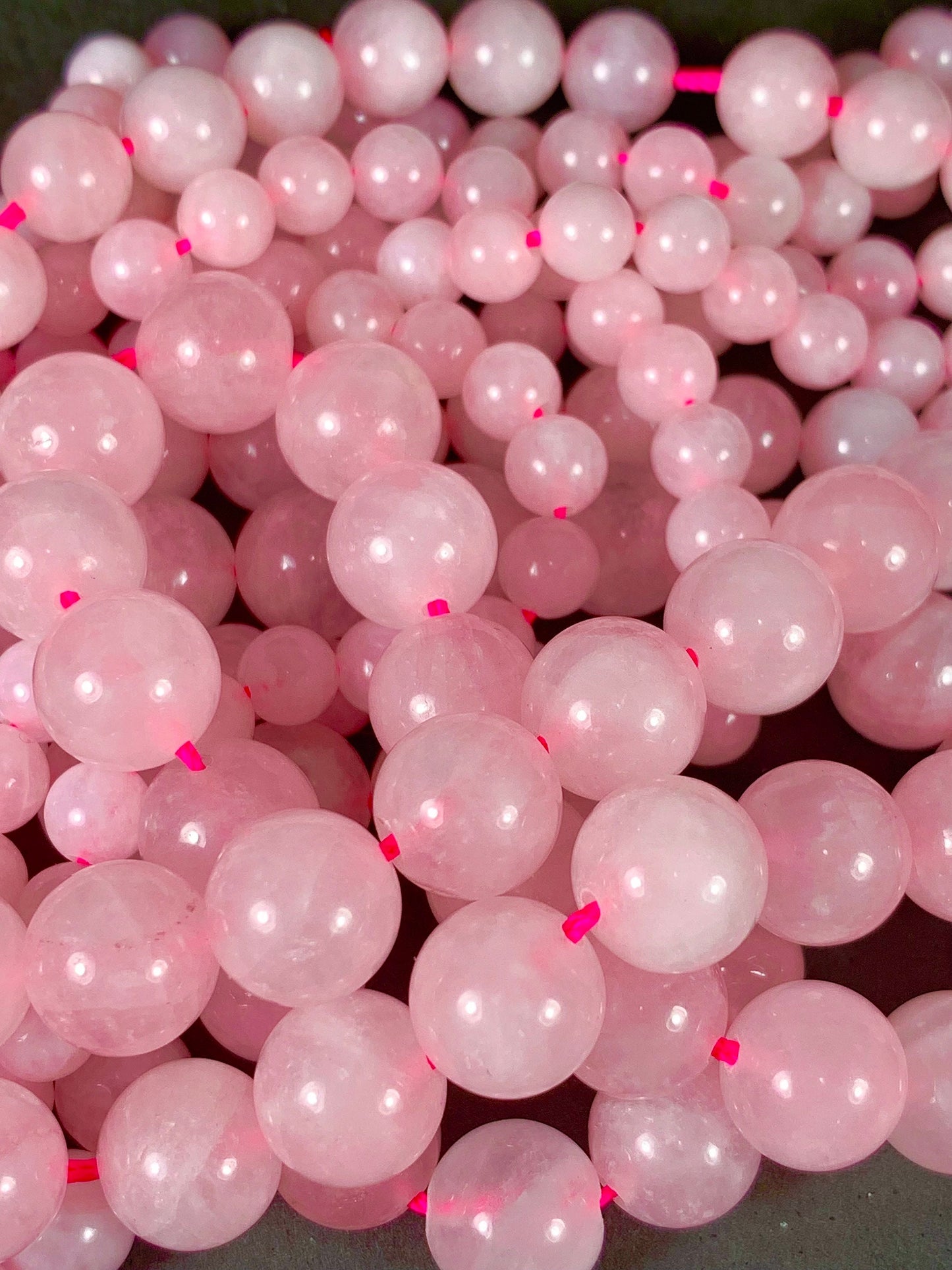Natural Opaque Pink Rose Quartz Smooth Round  Beads Gemstone 15.5" Strand High Quality