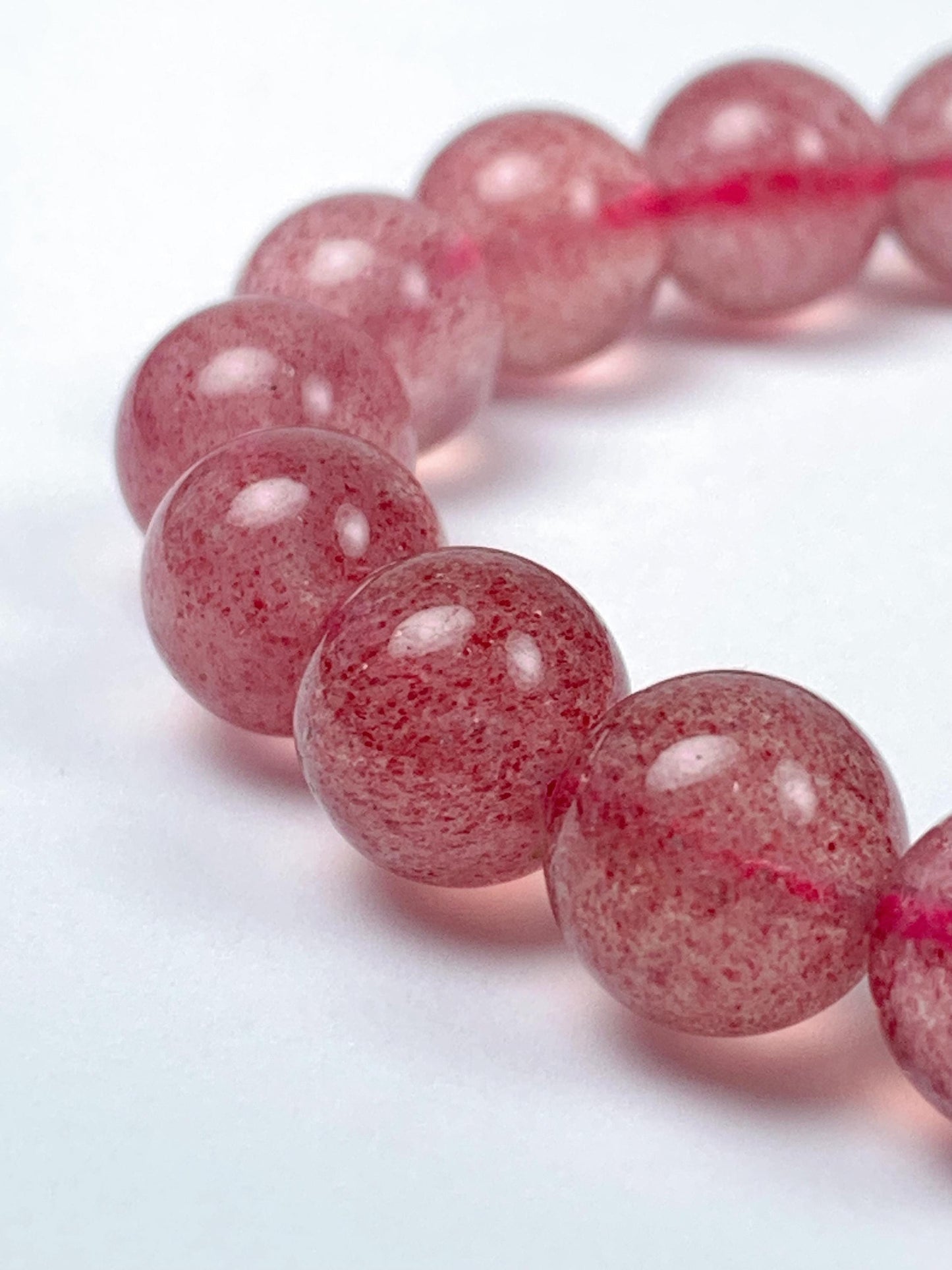 Natural Strawberry Quartz Bracelet: Grade AA Red Gemstone Stretch Bracelet