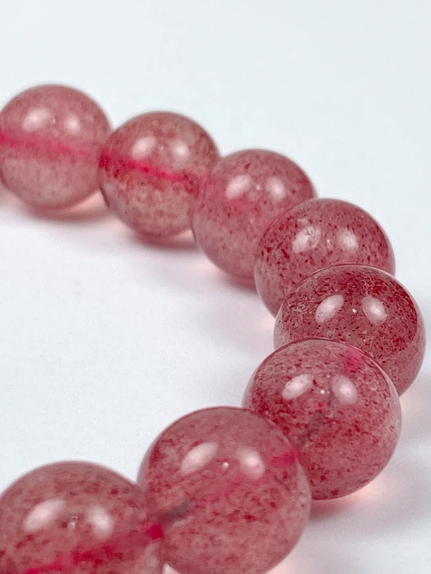 Natural Strawberry Quartz Bracelet: Grade AA Red Gemstone Stretch Bracelet