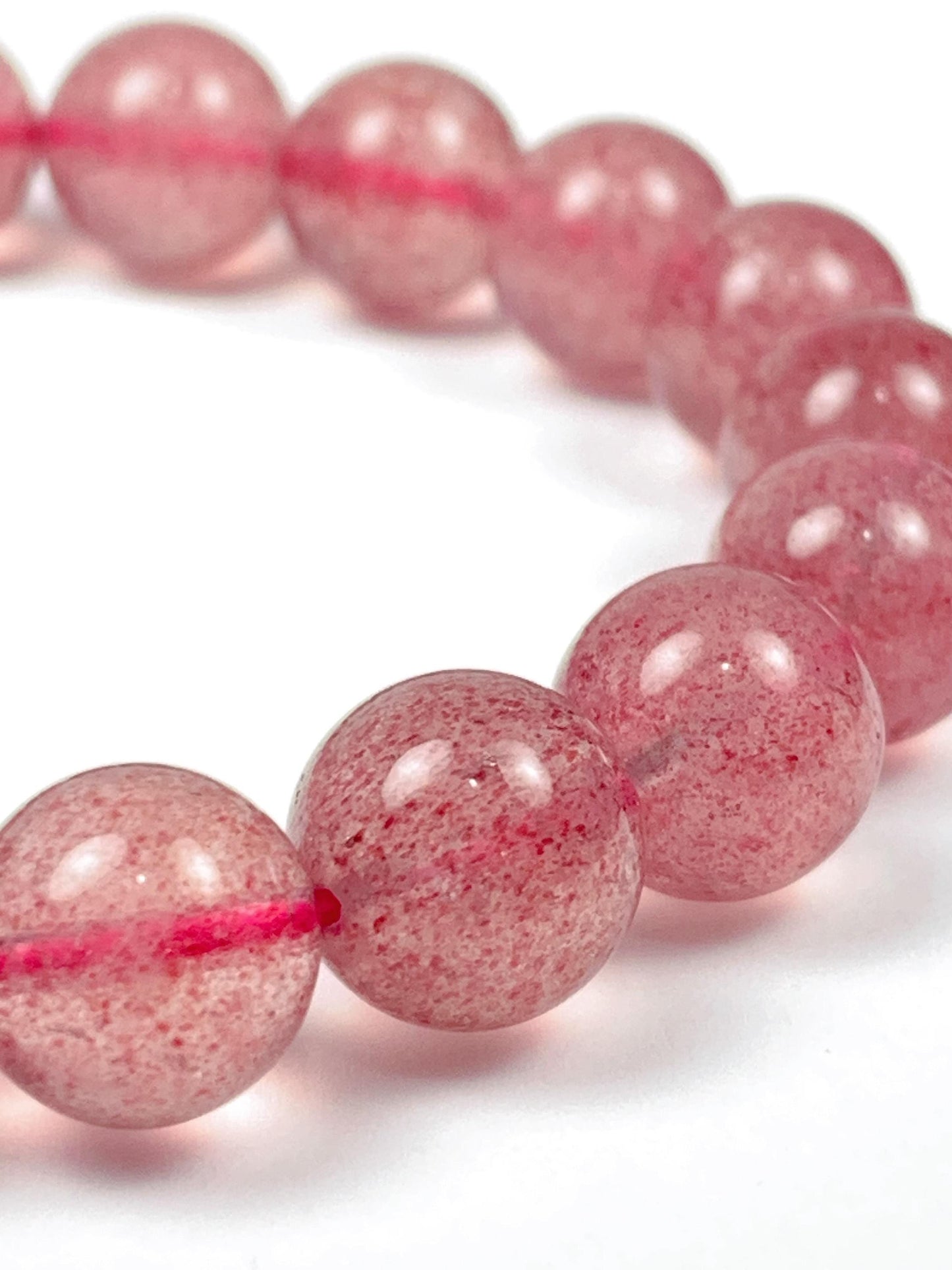 Natural Strawberry Quartz Bracelet: Grade AA Red Gemstone Stretch Bracelet