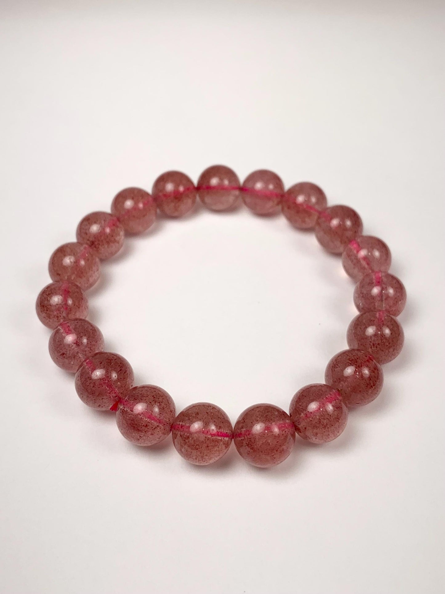 Natural Strawberry Quartz Bracelet: Grade AA Red Gemstone Stretch Bracelet