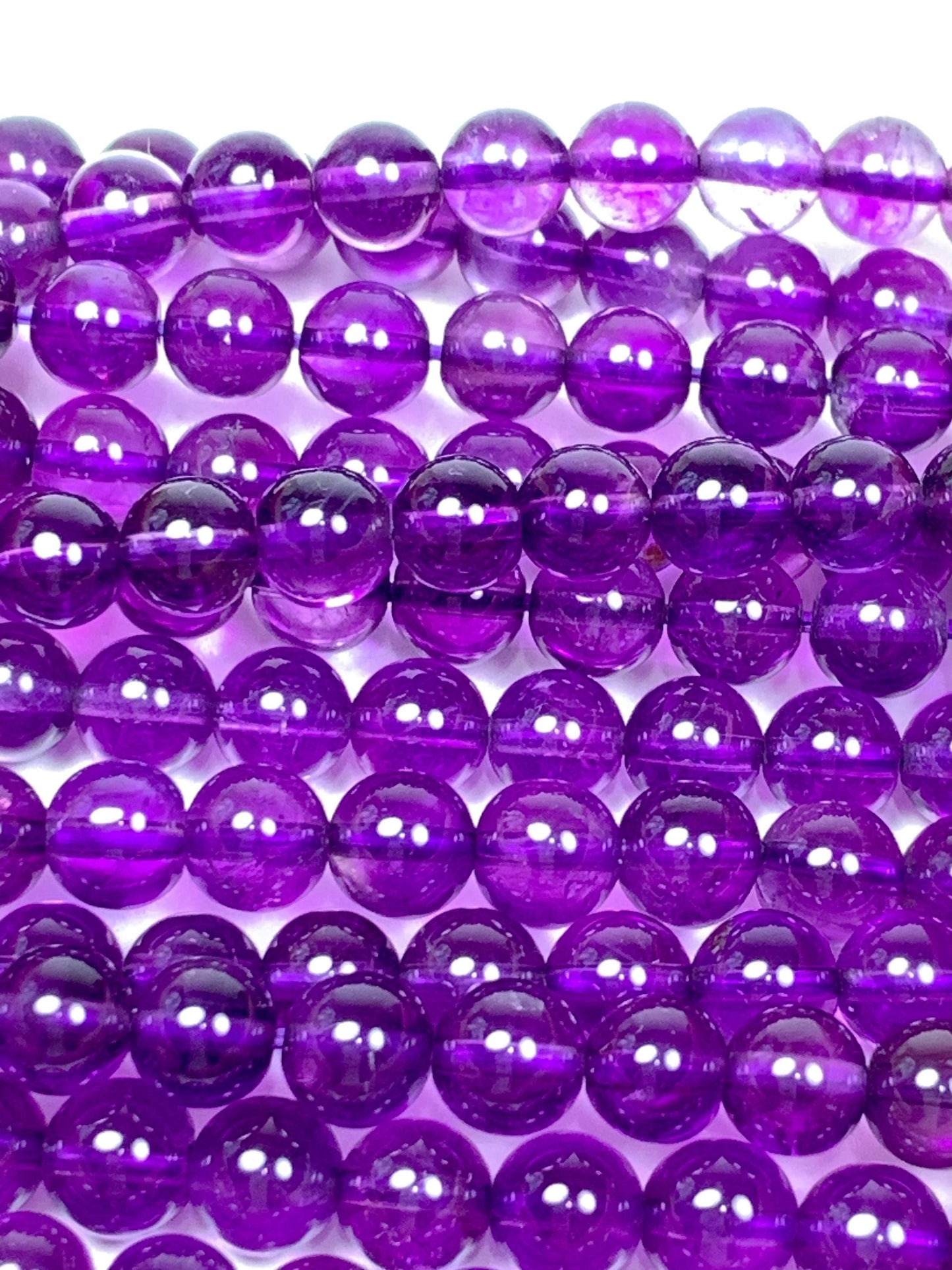 AAA Natural Purple Amethyst Beads: 6mm Smooth Round Strand