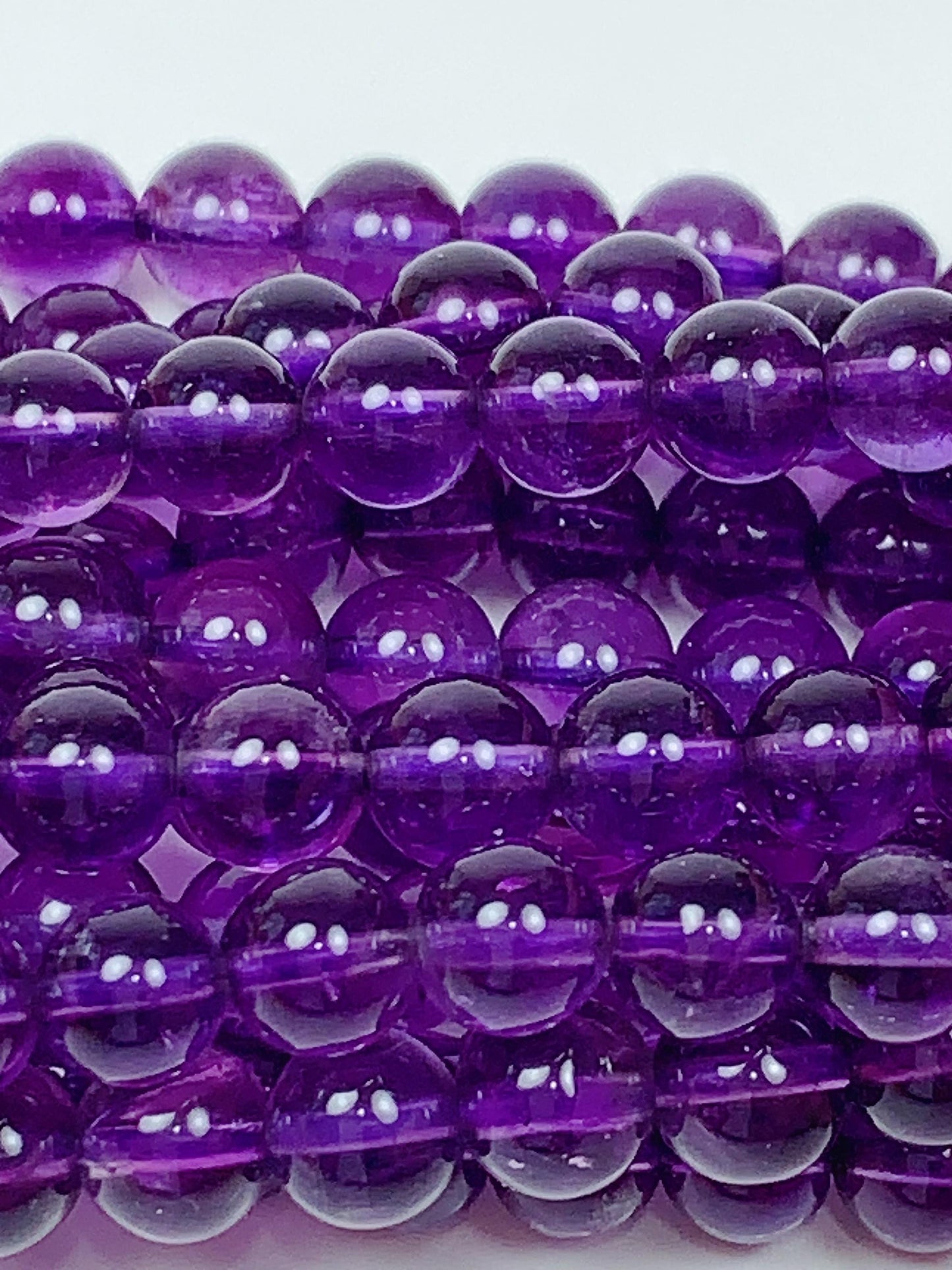 AAA Natural Purple Amethyst Beads: 6mm Smooth Round Strand