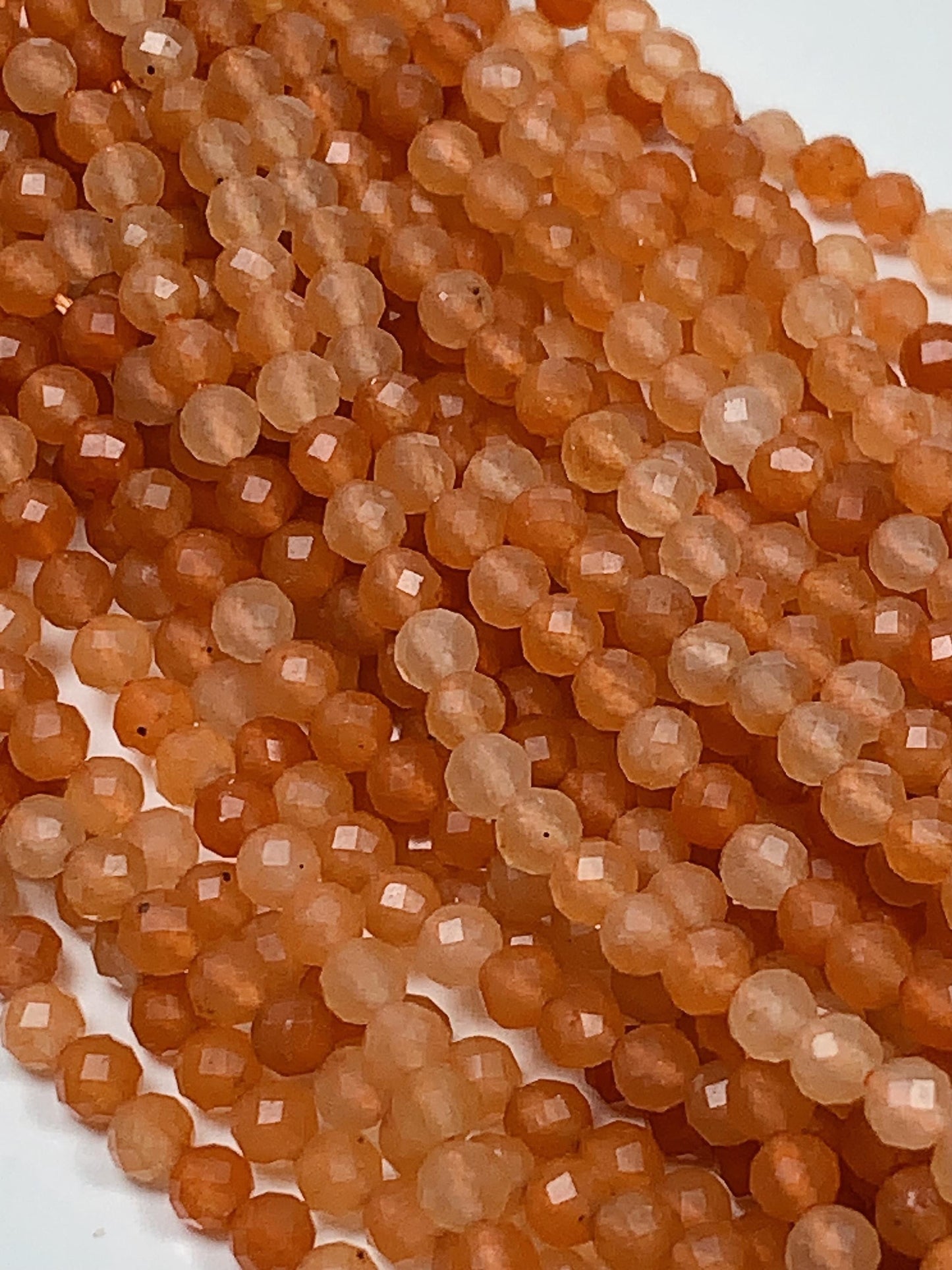 Grade AAA Genuine Natural Orange Red Aventurine Faceted Round Beads 15.5" Strand 2mm 3mm 4mm