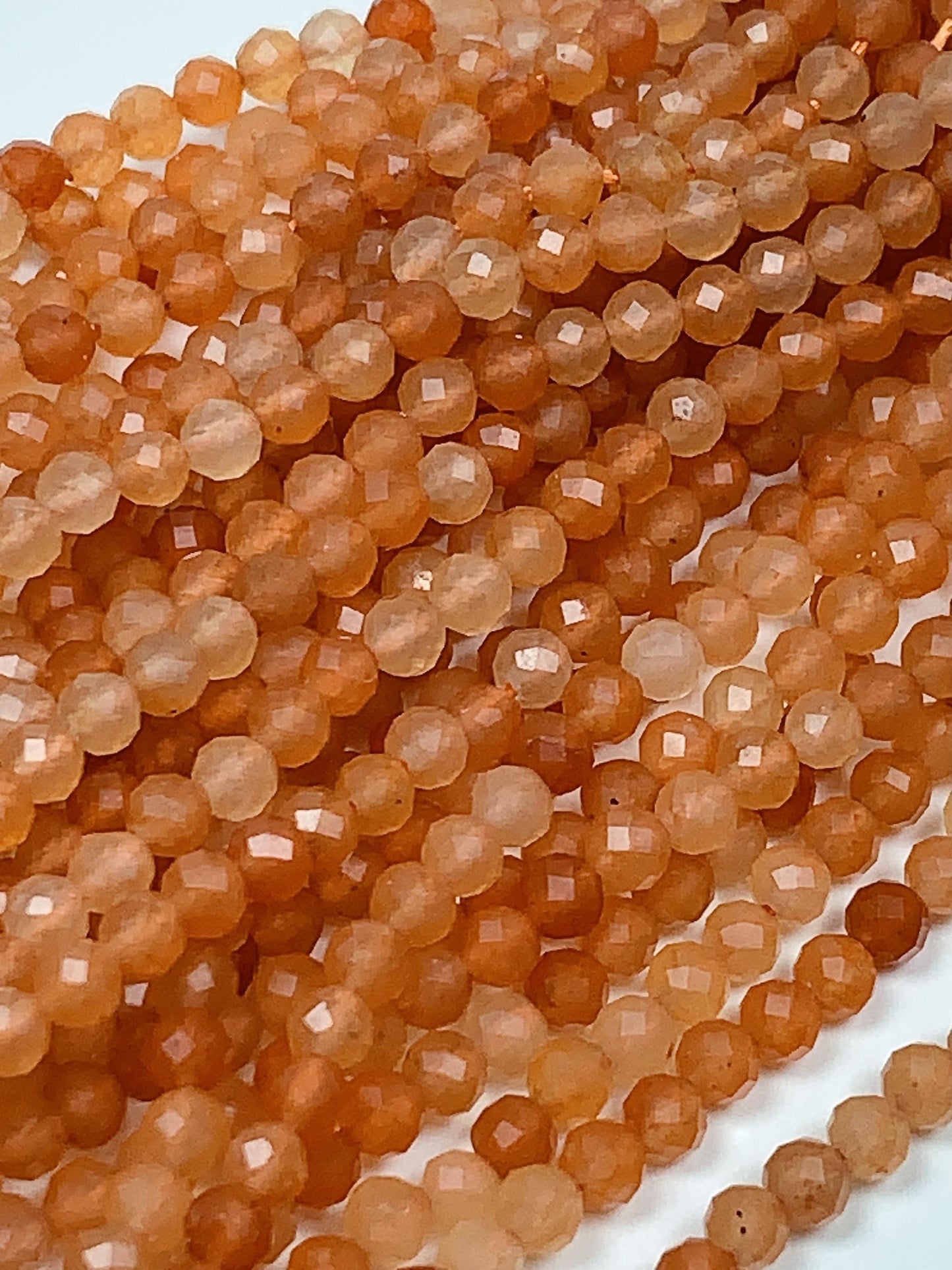 Grade AAA Genuine Natural Orange Red Aventurine Faceted Round Beads 15.5" Strand 2mm 3mm 4mm