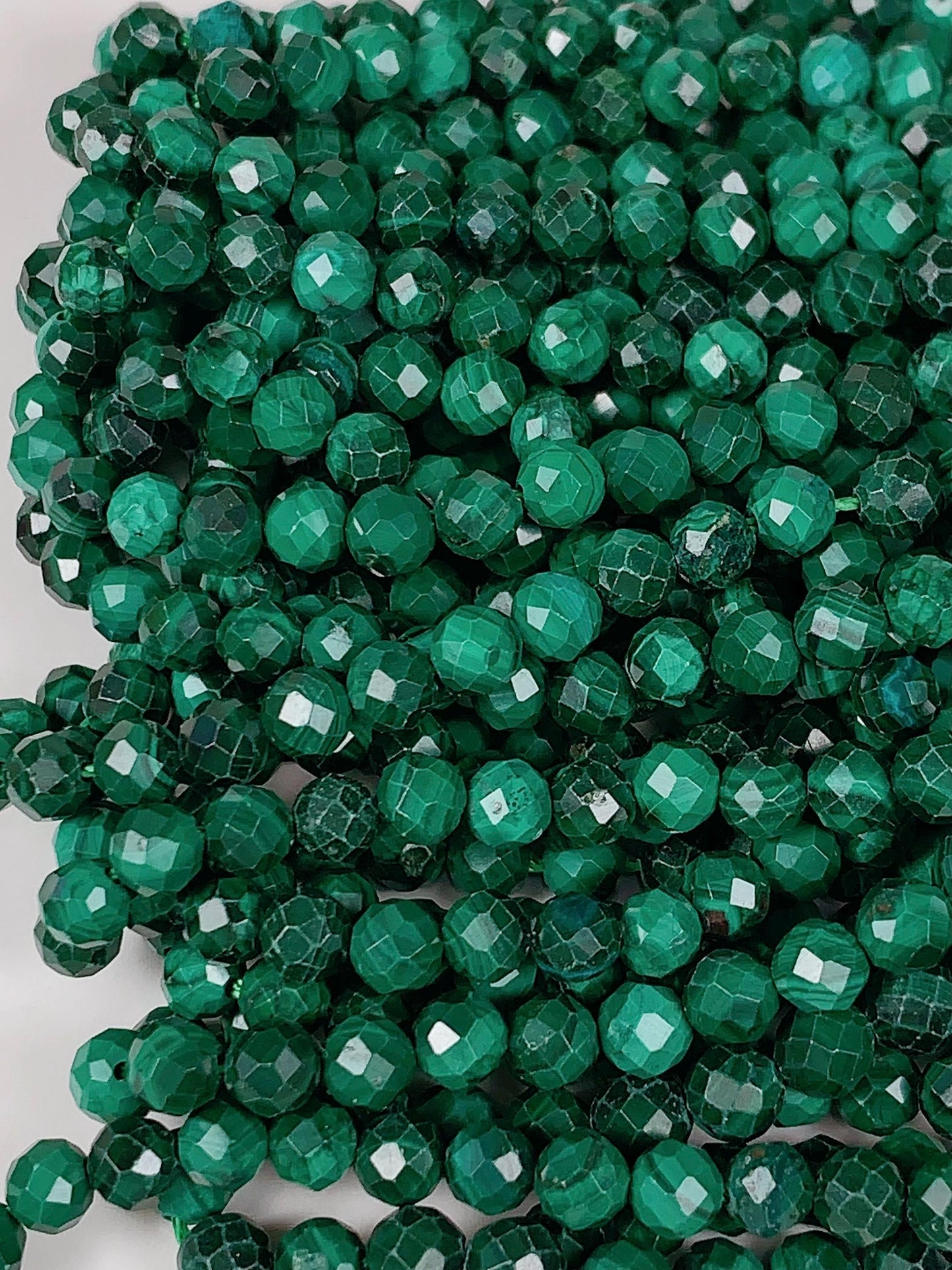 Grade AAA+ Genuine Natural Malachite Faceted Round Beads 15.5" Strand 2mm 3mm 4mm