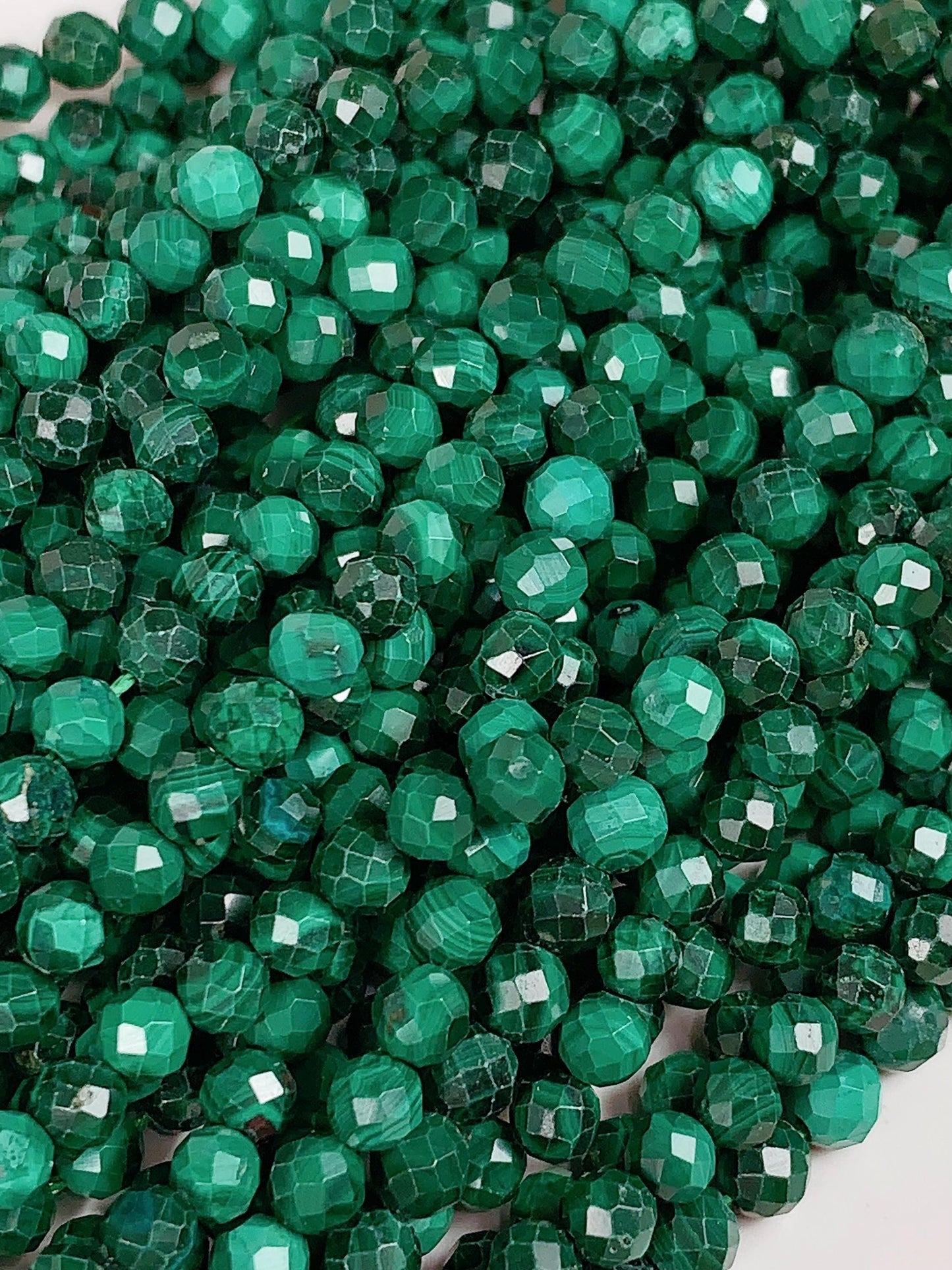 Grade AAA+ Genuine Natural Malachite Faceted Round Beads 15.5" Strand 2mm 3mm 4mm