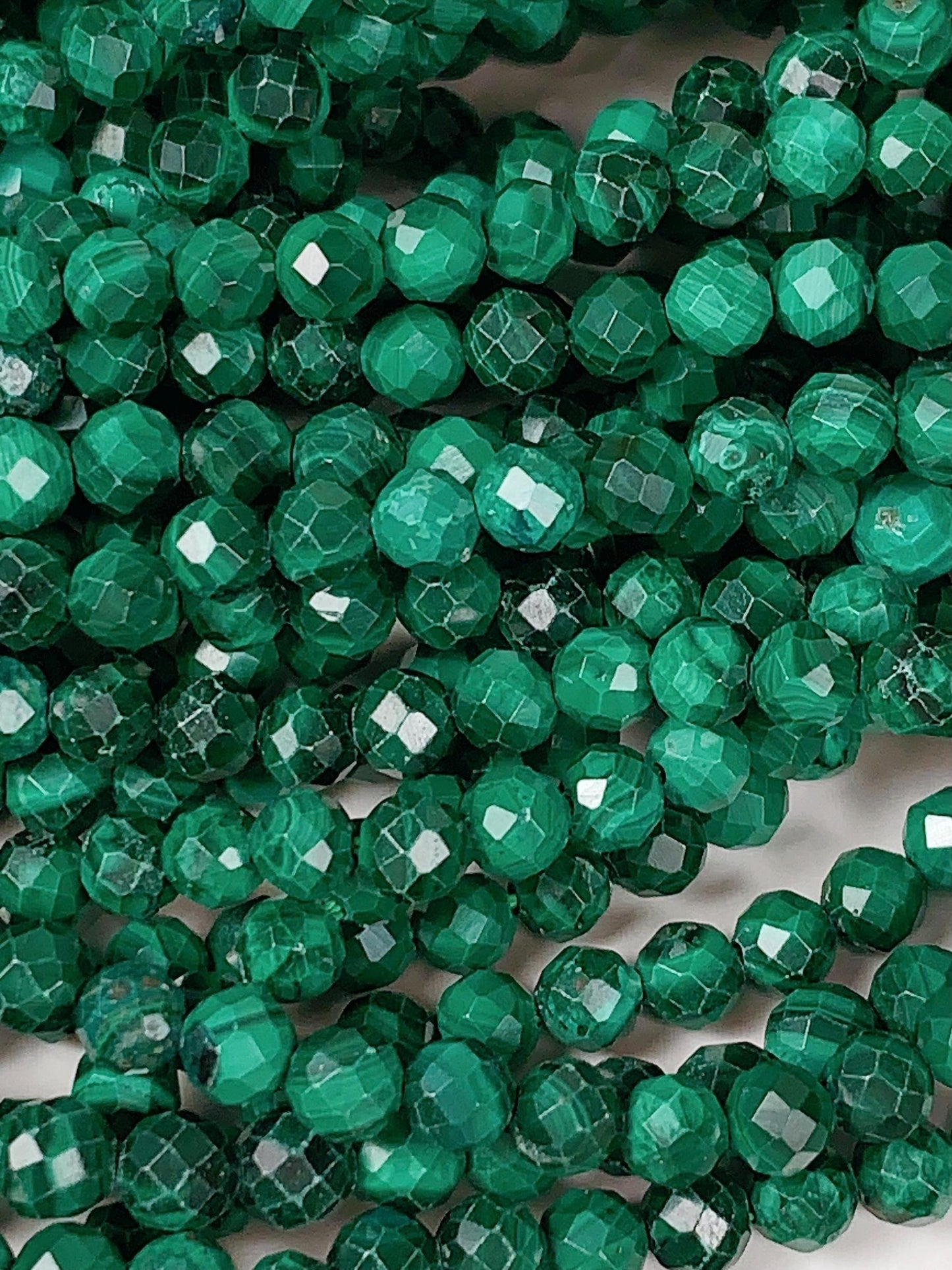 Grade AAA+ Genuine Natural Malachite Faceted Round Beads 15.5" Strand 2mm 3mm 4mm