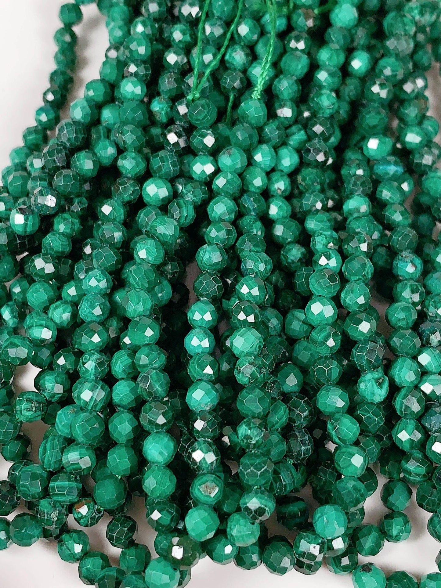 Grade AAA+ Genuine Natural Malachite Faceted Round Beads 15.5" Strand 2mm 3mm 4mm