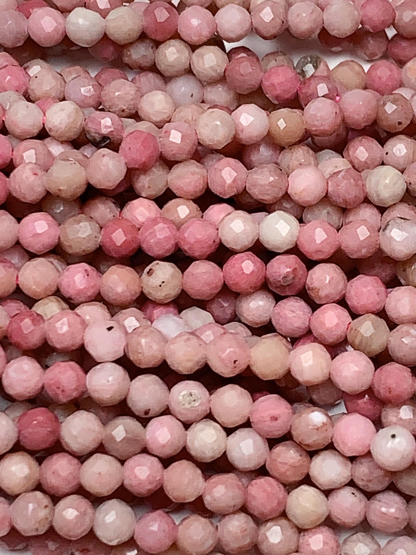 Genuine Natural Pink Red Rhodonite Faceted Round Beads 15.5" Strand 2mm 3mm 4mm