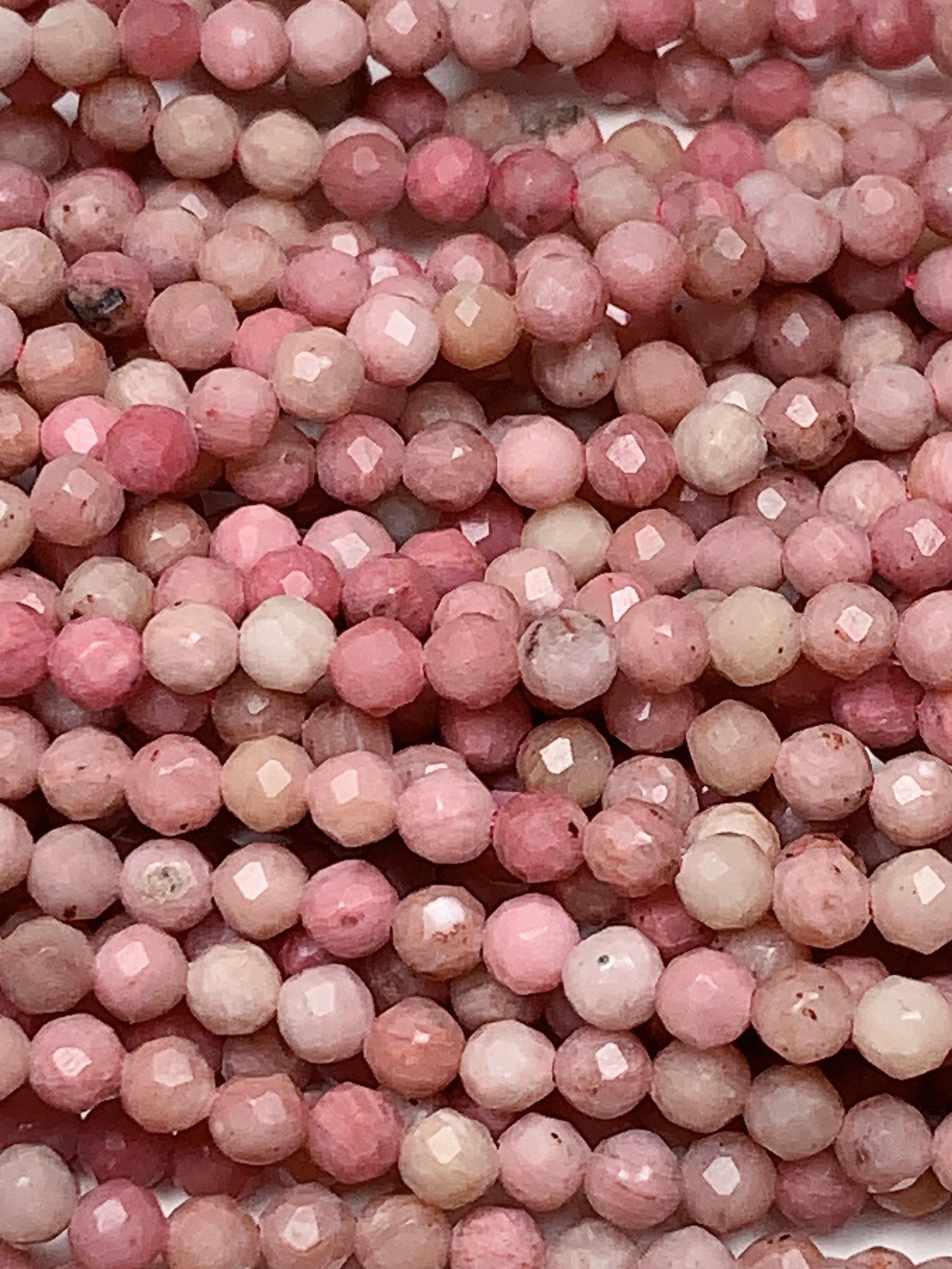 Genuine Natural Pink Red Rhodonite Faceted Round Beads 15.5" Strand 2mm 3mm 4mm
