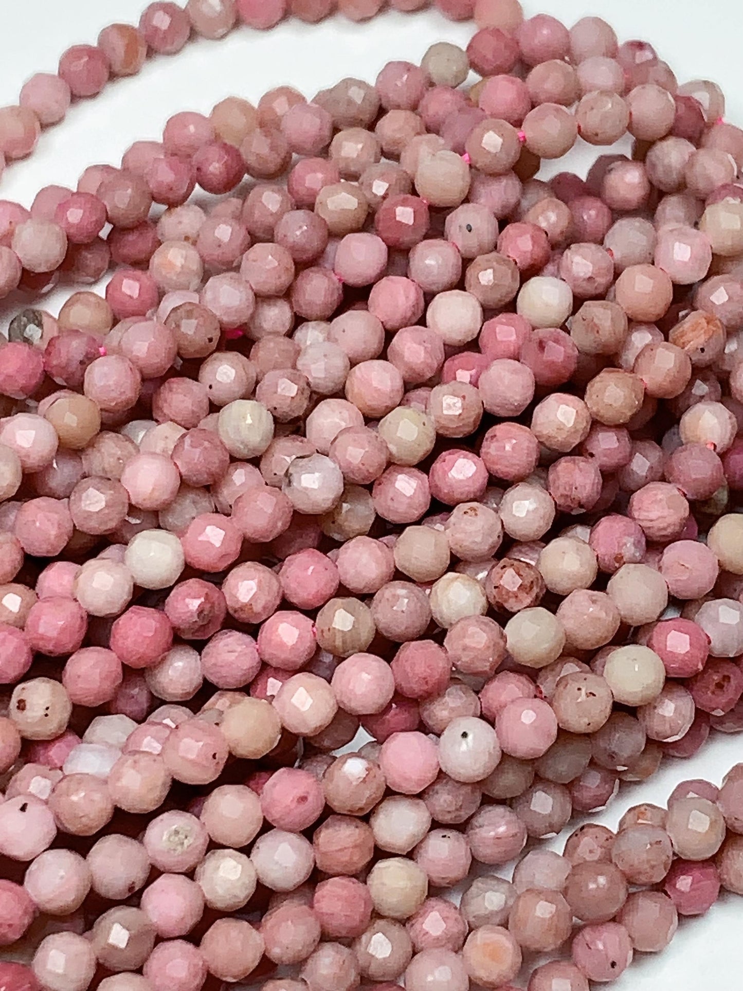 Genuine Natural Pink Red Rhodonite Faceted Round Beads 15.5" Strand 2mm 3mm 4mm