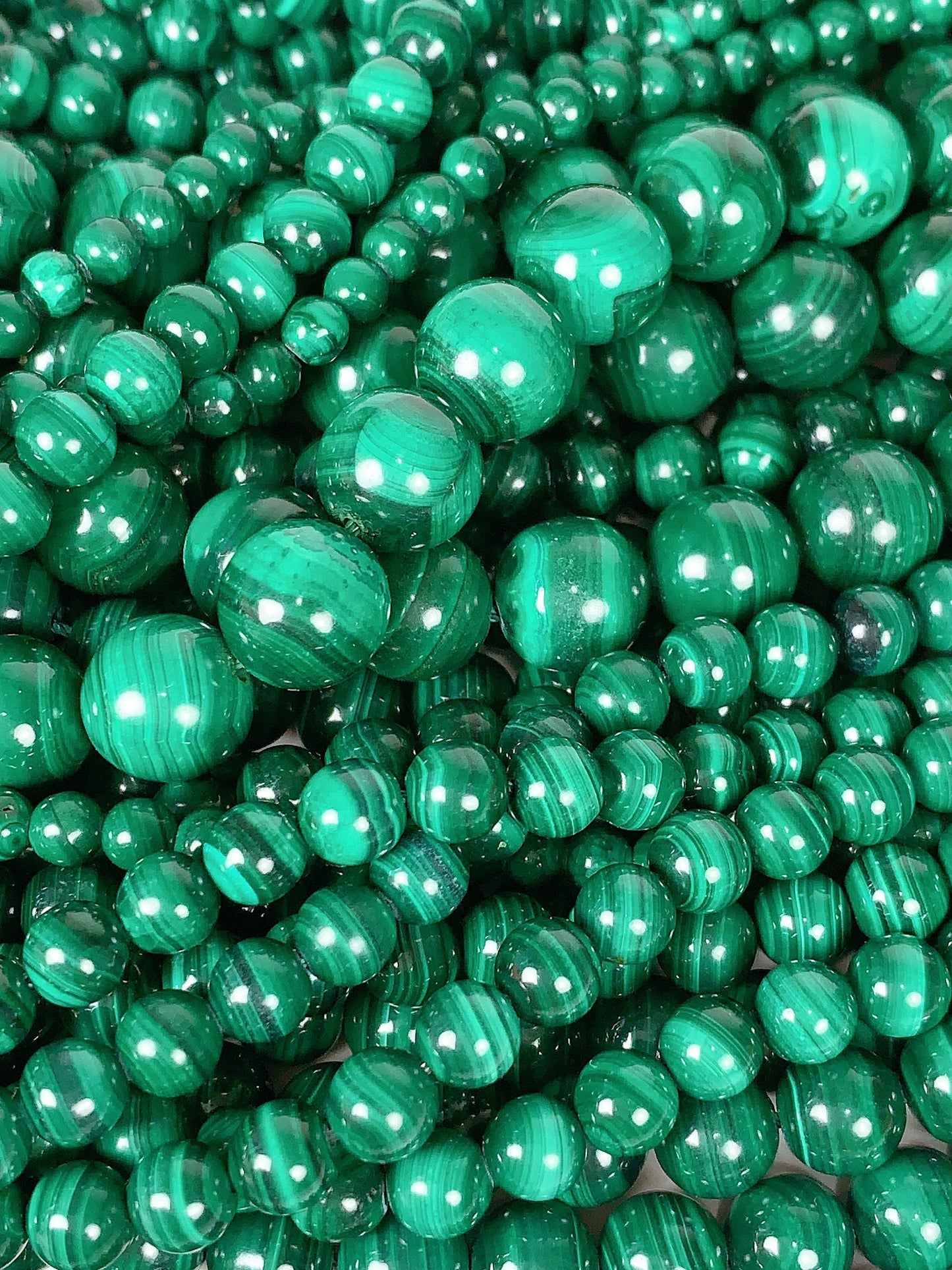 AAA Green Malachite Beads: Natural Smooth Round Gemstone, 15.5" Strand