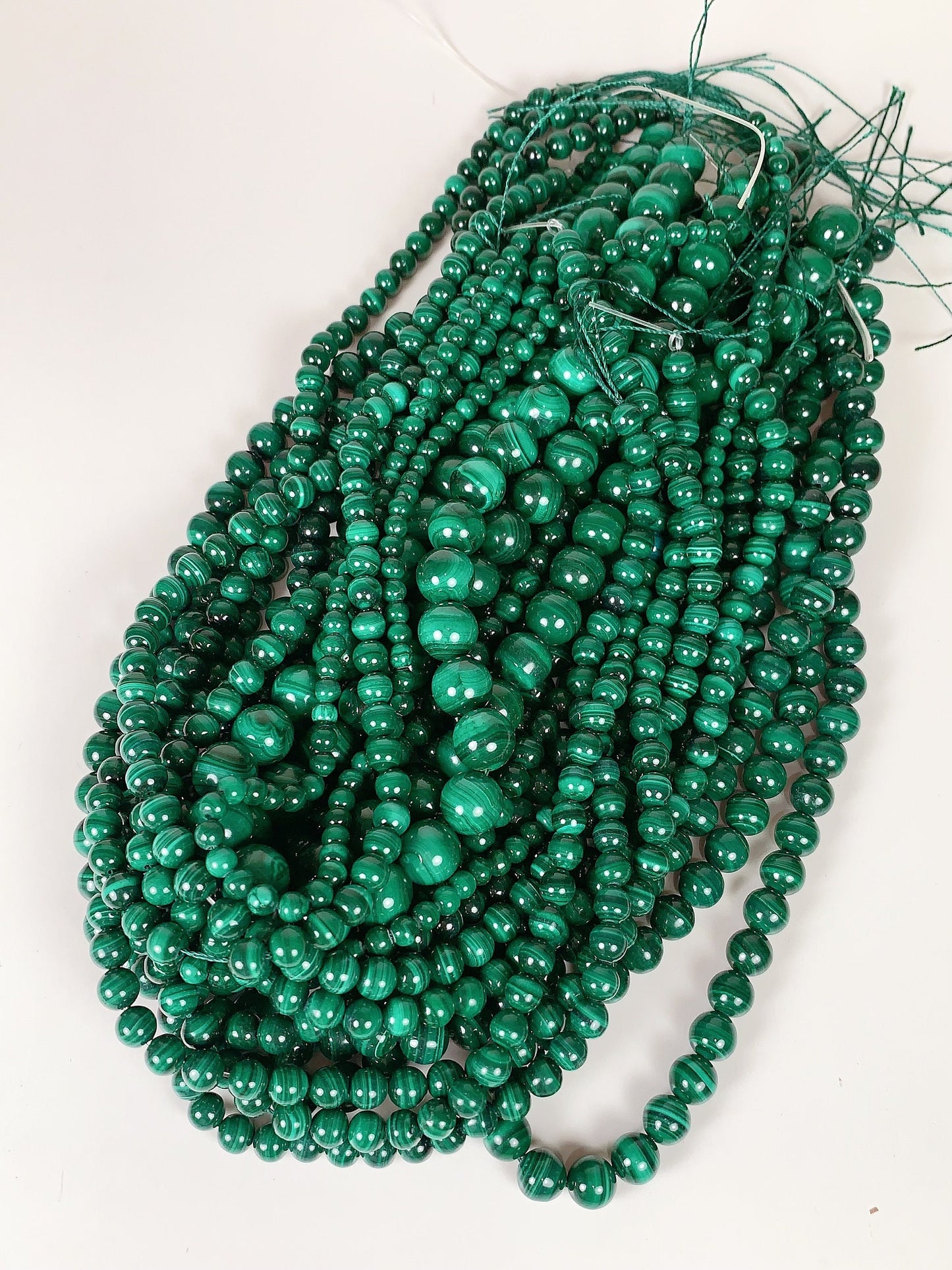 AAA Green Malachite Beads: Natural Smooth Round Gemstone, 15.5" Strand