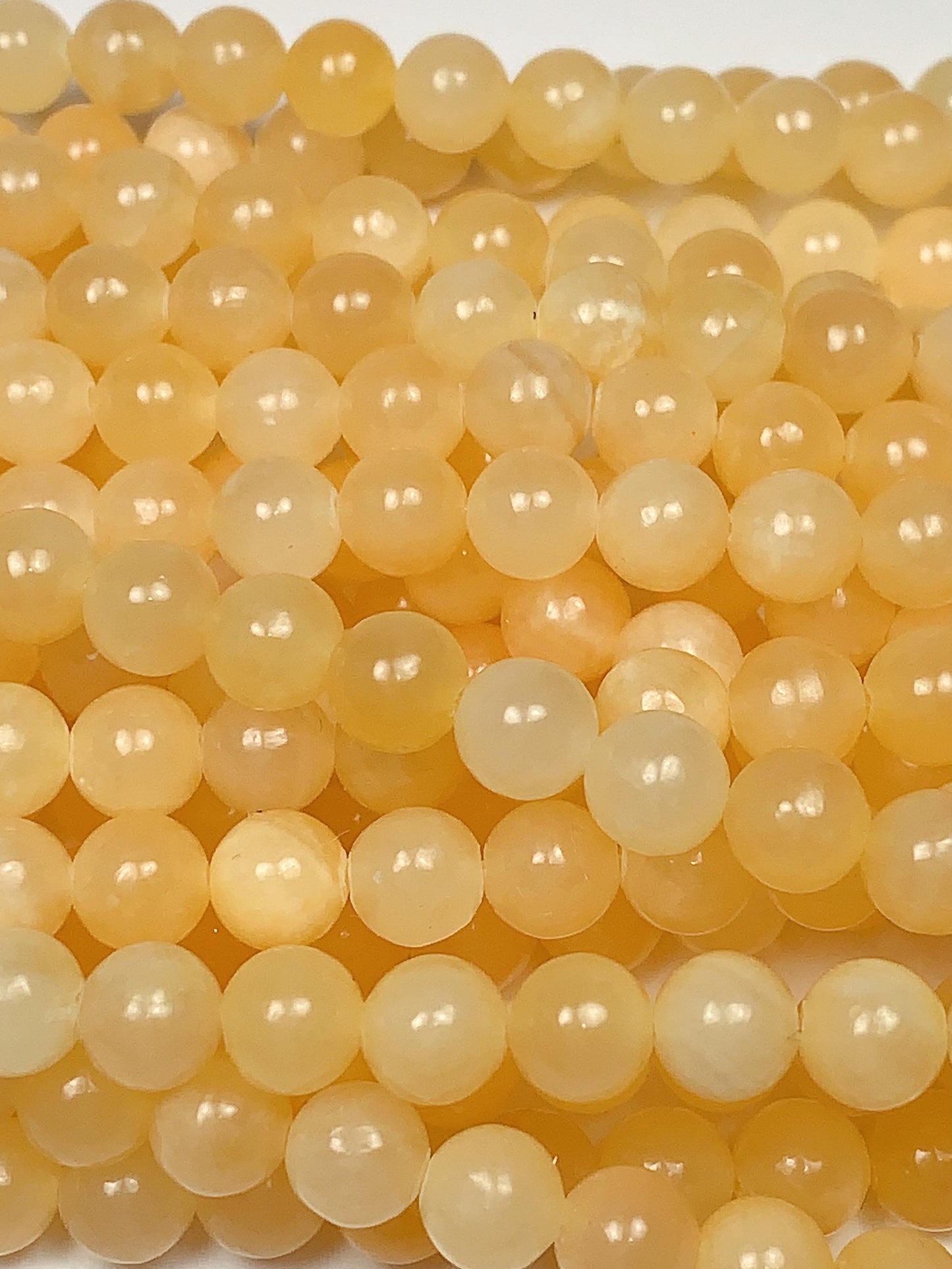 AAA Honey Yellow Jade Beads: Natural Smooth Round Gemstone Strand