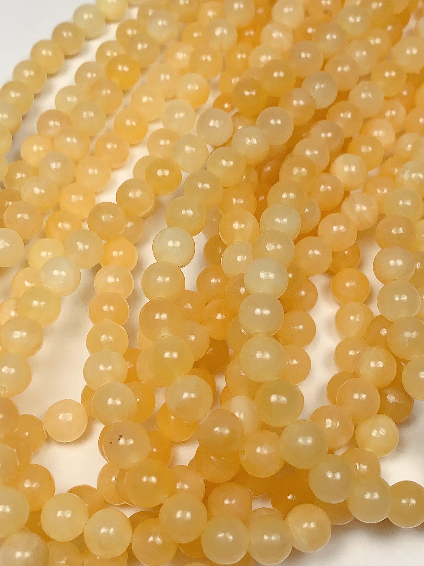 AAA Honey Yellow Jade Beads: Natural Smooth Round Gemstone Strand