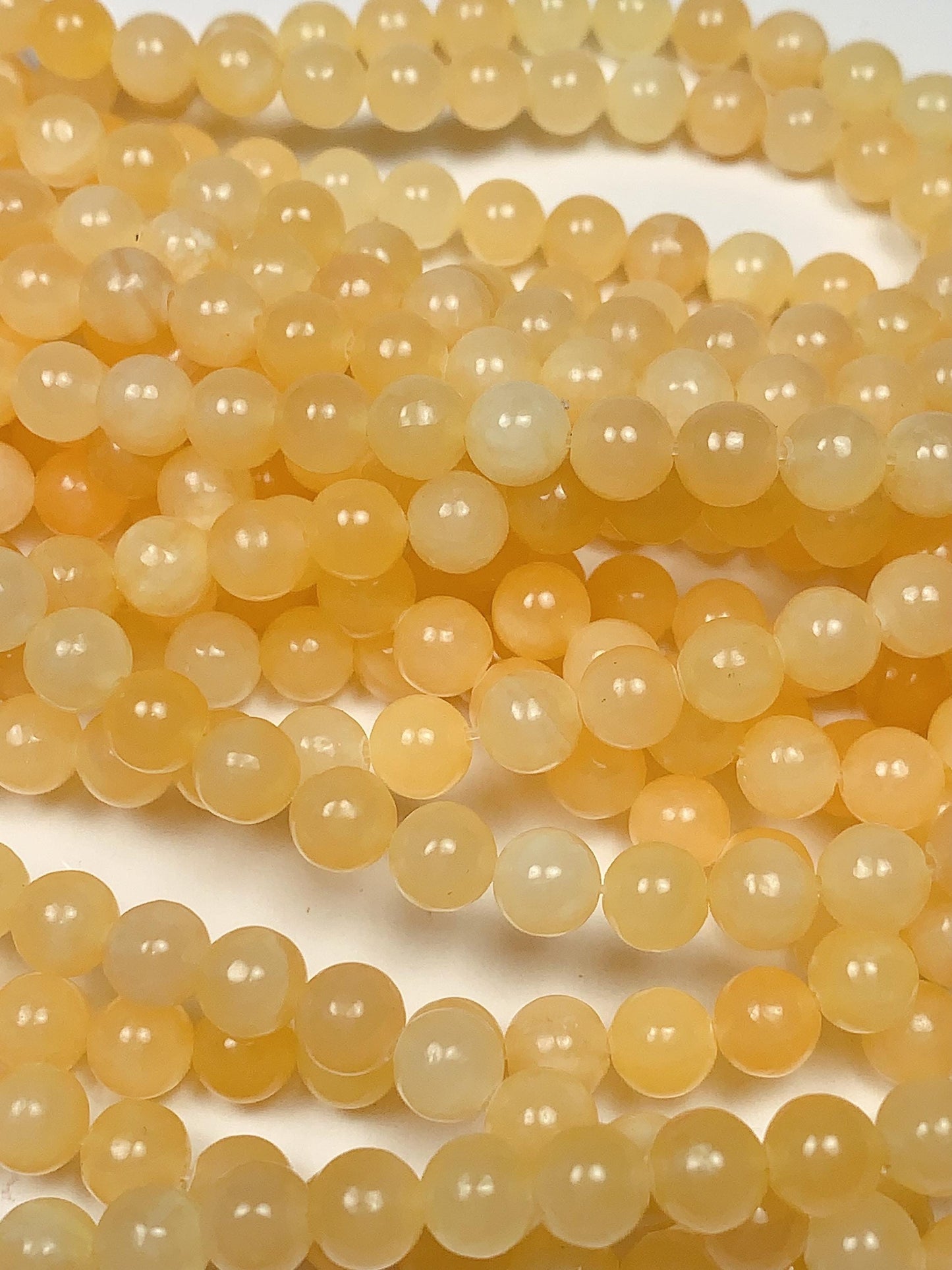 AAA Honey Yellow Jade Beads: Natural Smooth Round Gemstone Strand