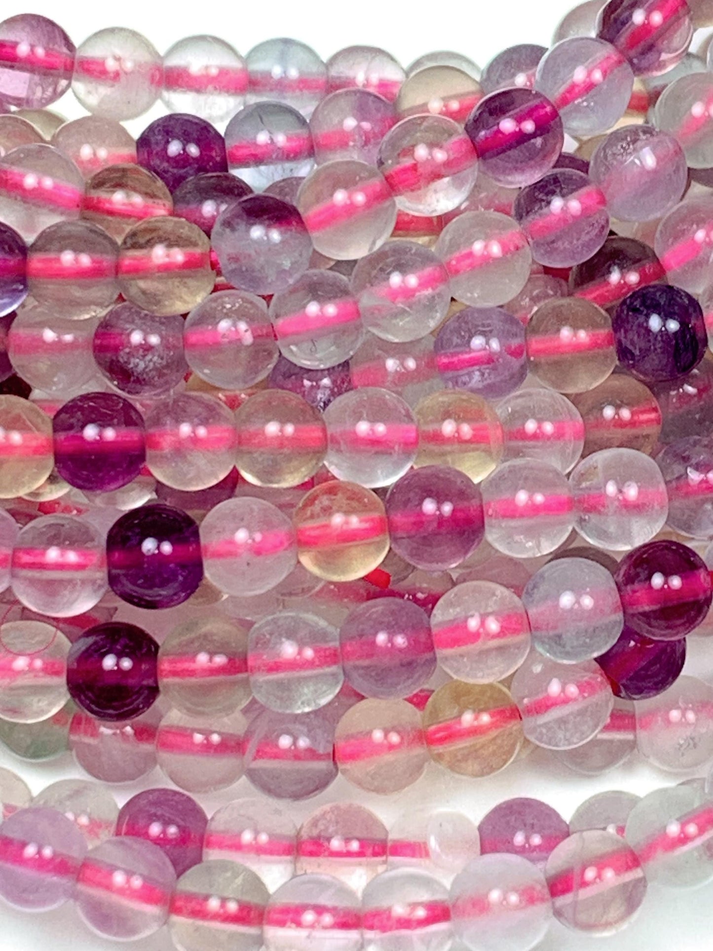 AAA Natural Fluorite Beads: Purple, Green, Yellow, Clear, Smooth Round, 4mm