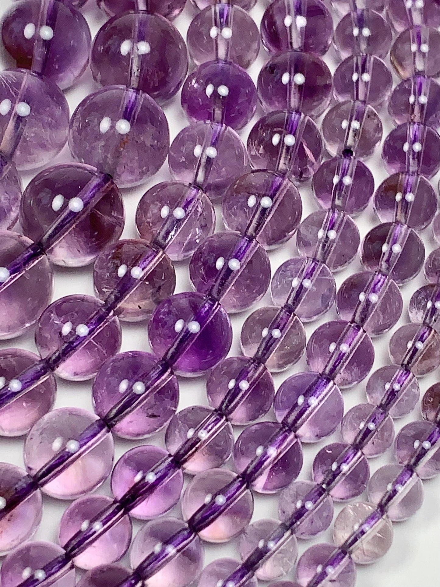 Natural Light Purple Amethyst Smooth Round Beads - 15.5" Strand