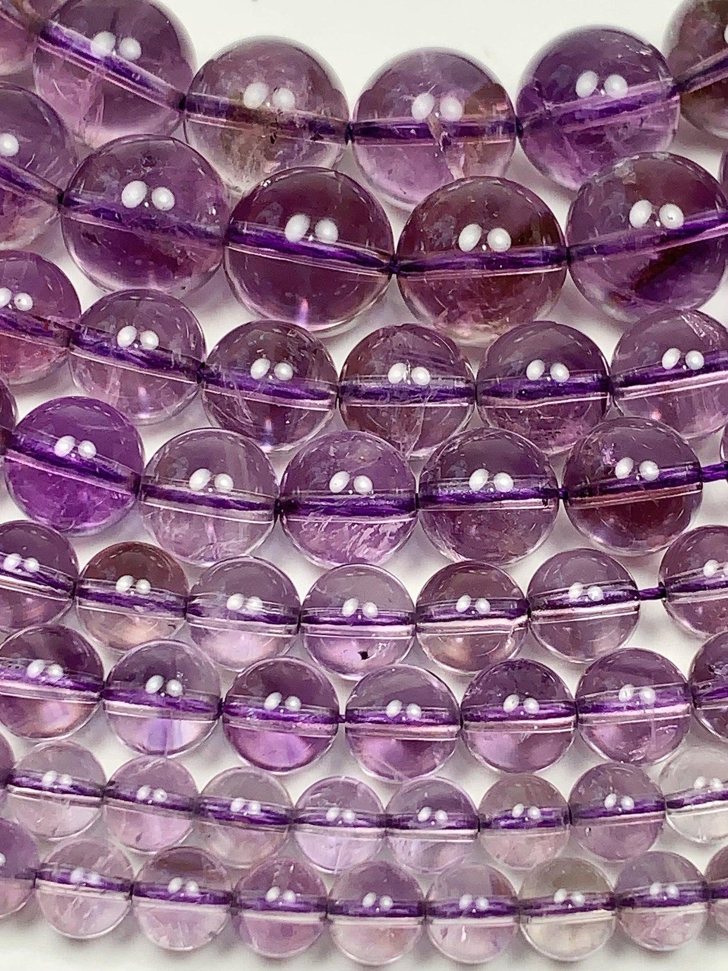 Natural Light Purple Amethyst Smooth Round Beads - 15.5" Strand