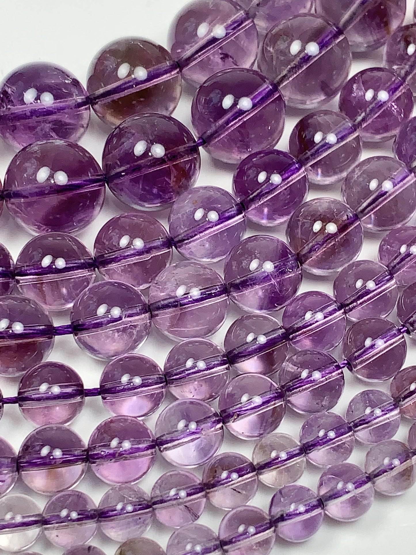 Natural Light Purple Amethyst Smooth Round Beads - 15.5" Strand