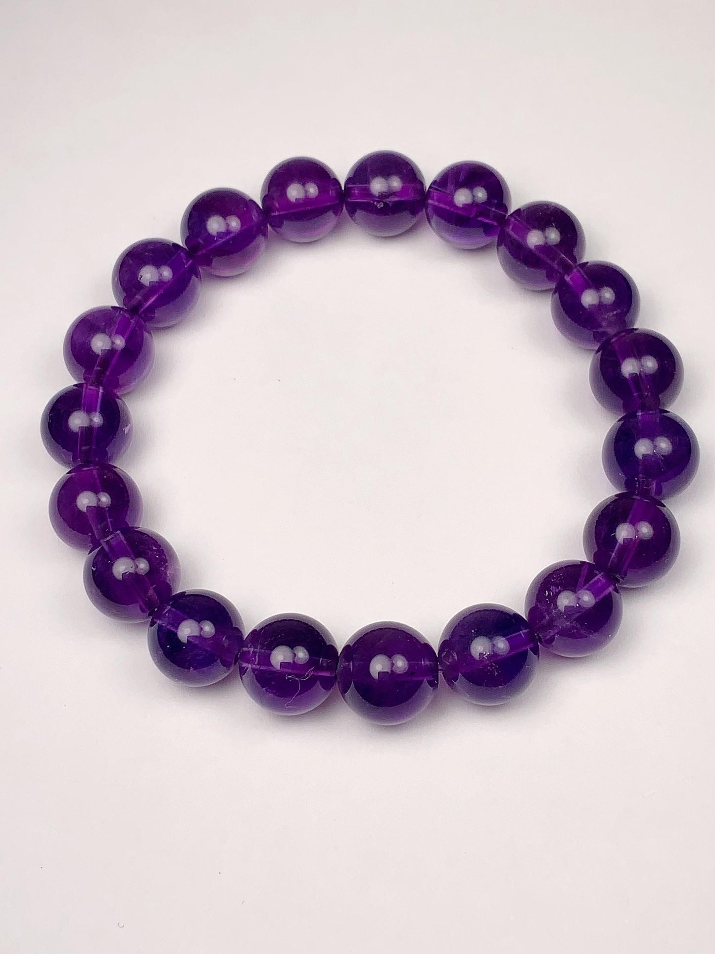 Grade AAA Genuine Natural Middle Purple Amethyst Smooth Round Stretch Bracelet 8mm 10mm 12mm