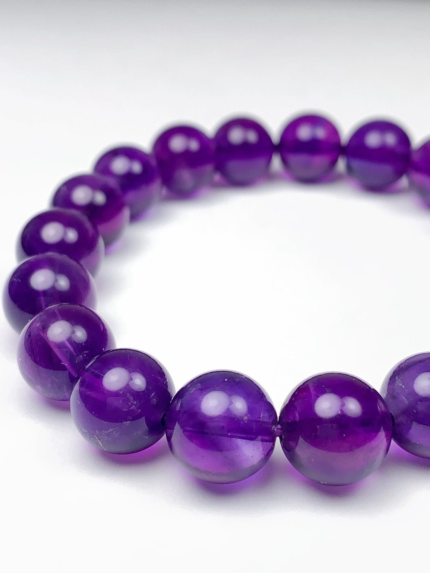 Grade AAA Genuine Natural Middle Purple Amethyst Smooth Round Stretch Bracelet 8mm 10mm 12mm