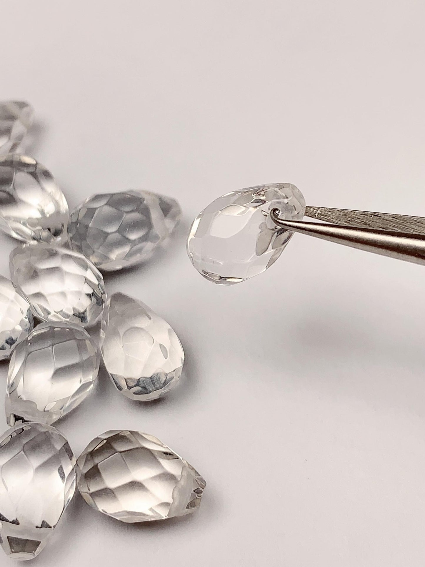 AAA Natural Clear Quartz Gemstone: Faceted Teardrop Crystal (10mm x 6mm)