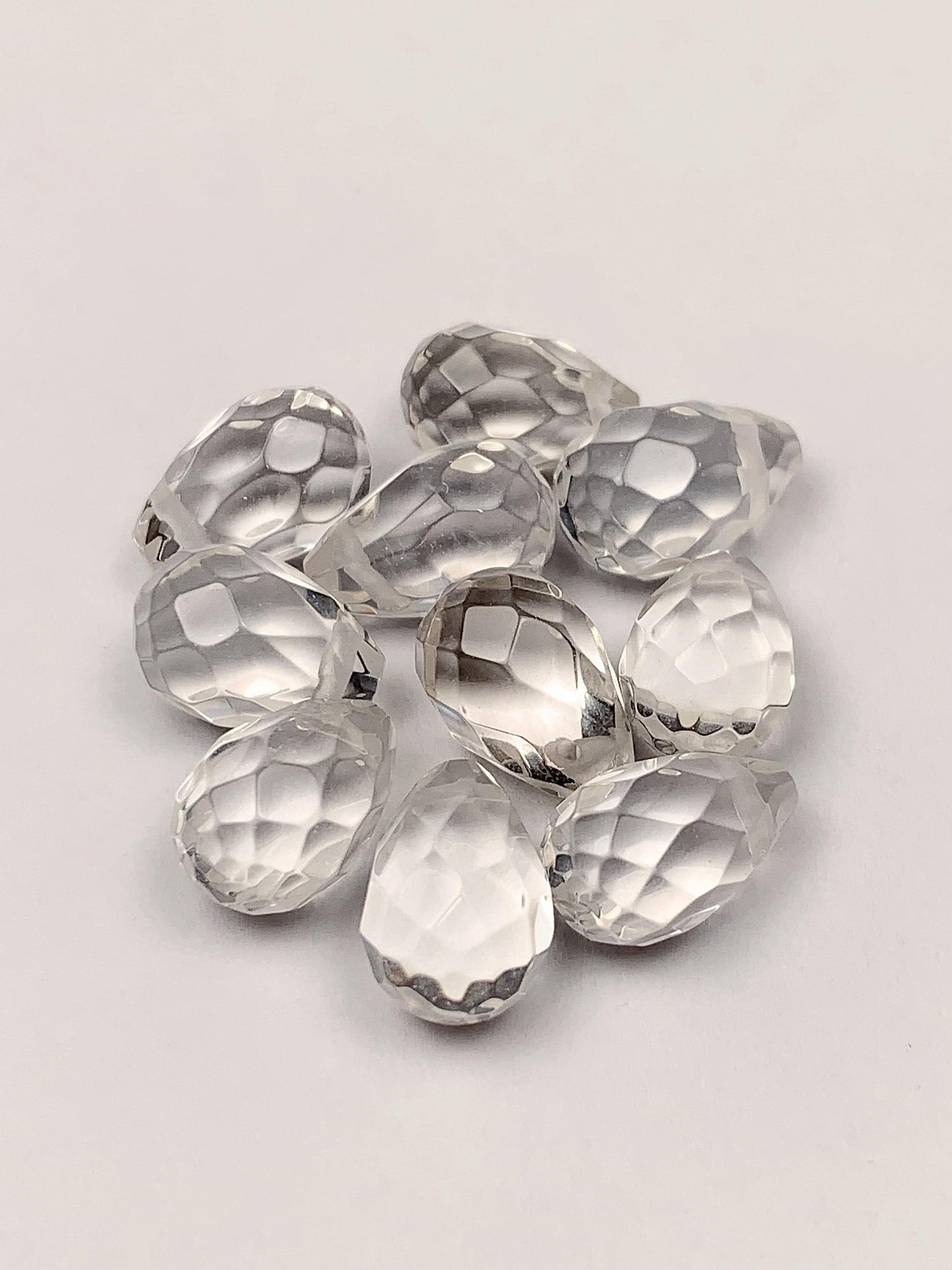 AAA Natural Clear Quartz Gemstone: Faceted Teardrop Crystal (10mm x 6mm)
