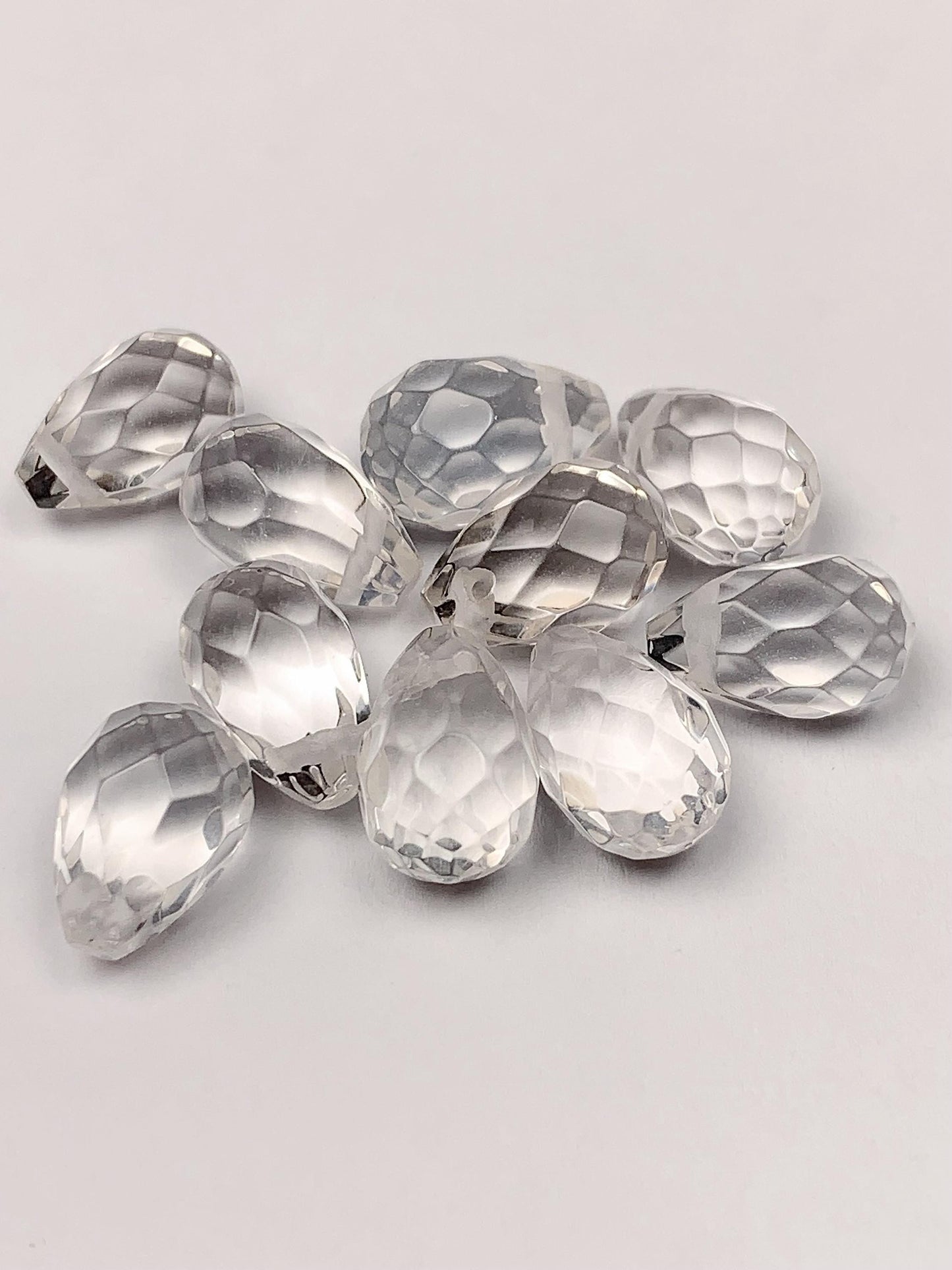 AAA Natural Clear Quartz Gemstone: Faceted Teardrop Crystal (10mm x 6mm)