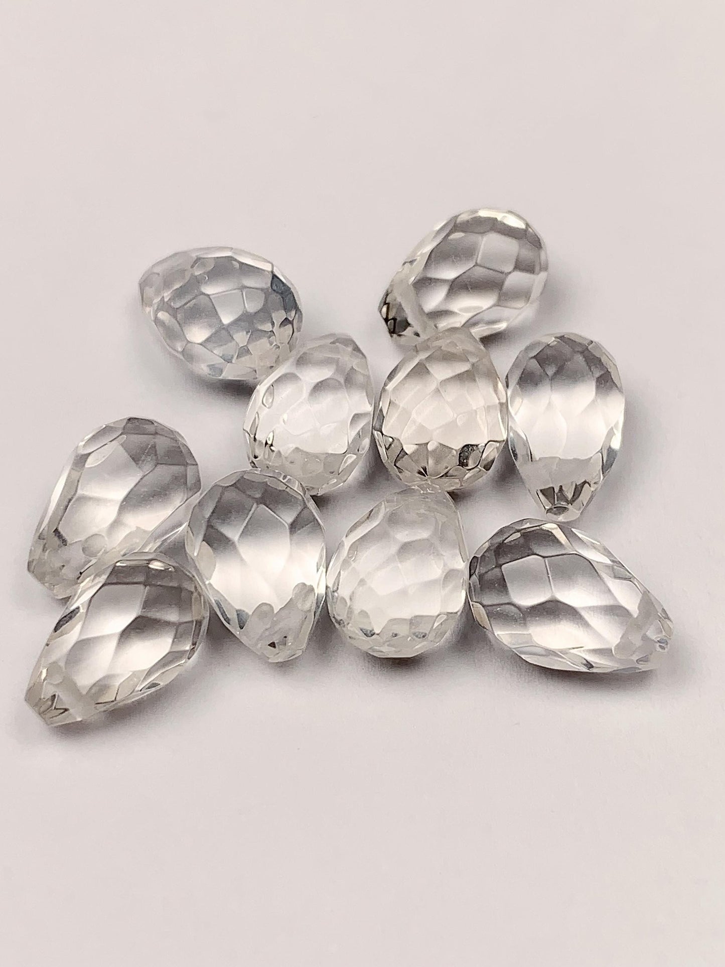 AAA Natural Clear Quartz Gemstone: Faceted Teardrop Crystal (10mm x 6mm)