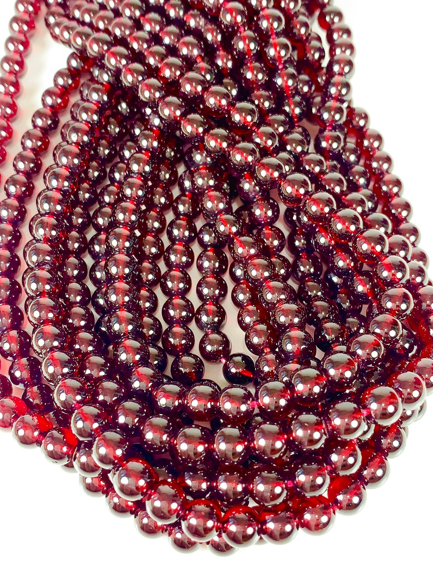 Grade AAA+++  Genuine Natural Red Garnet Smooth Round Beads 15.5" Strand Gemstone  4mm 6mm