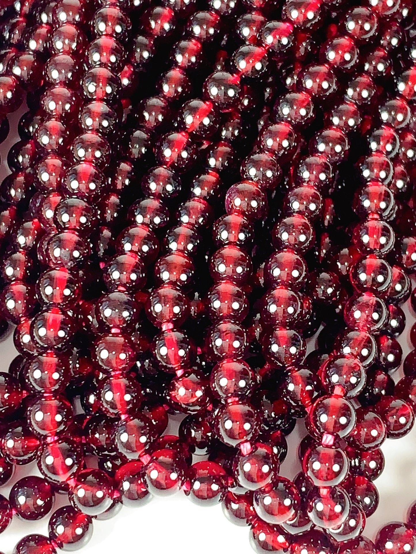 Natural Red Garnet Smooth Round Beads - 15.5" Strand