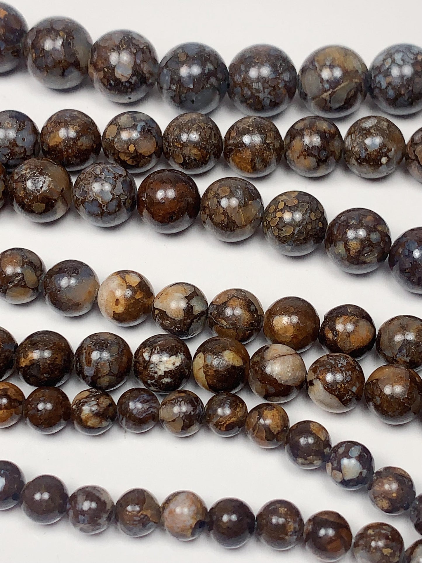 AAA Brown African Lace Opal Smooth Round  Beads: Natural Gemstone Strand 15.5