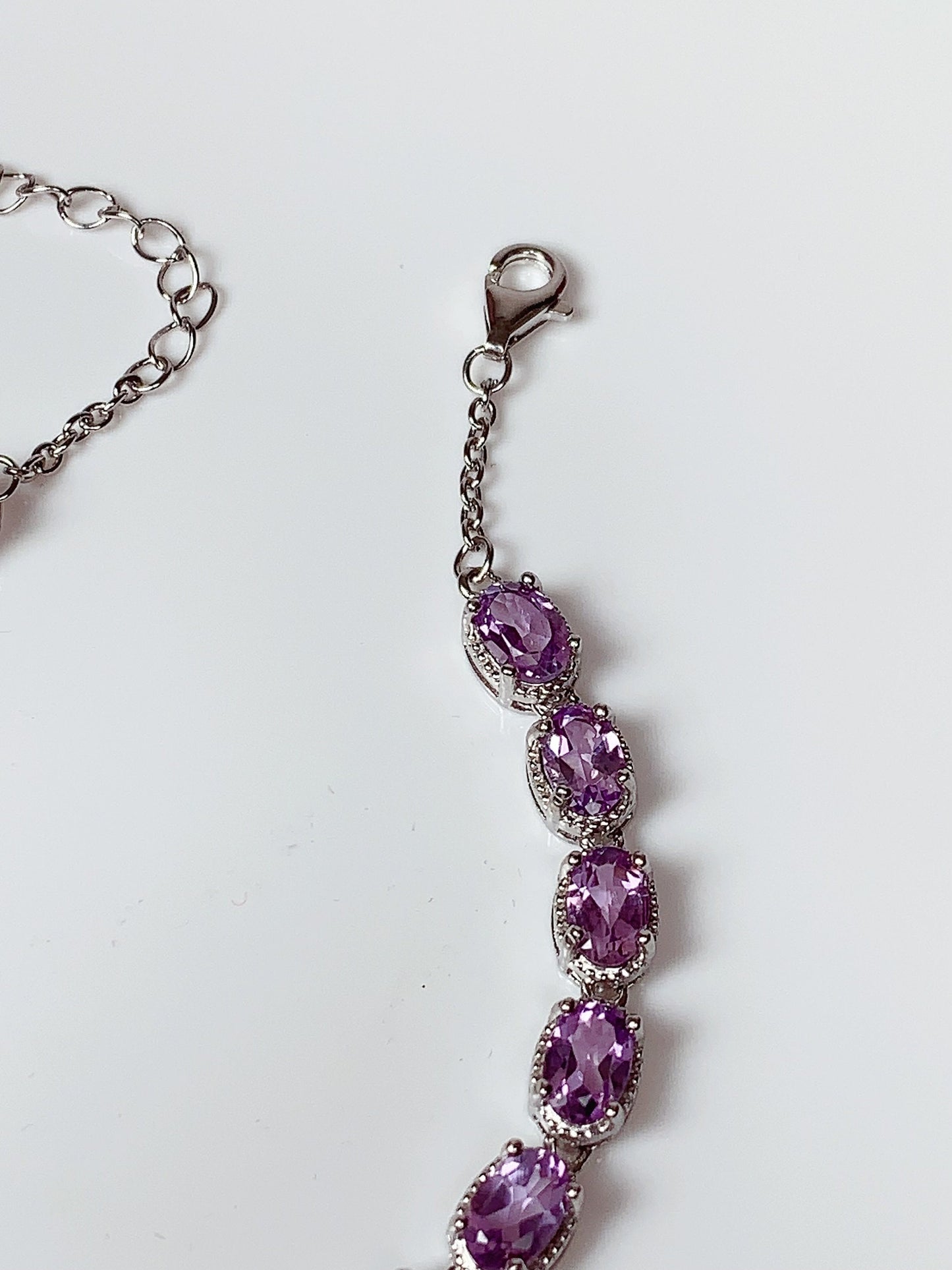 Grade AAA Genuine Natural Purple Amethyst 18k 925 Sterling Silver Bracelet Gemstone