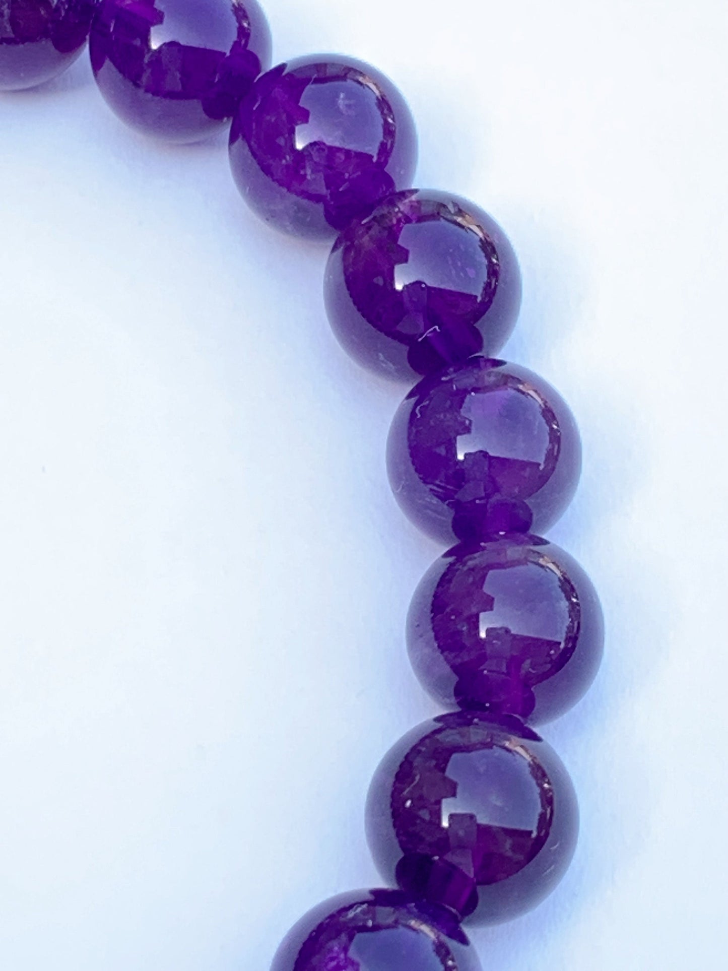 Grade AA Genuine Natural Deep Purple Amethyst Smooth Round Stretch Bracelet 8mm
