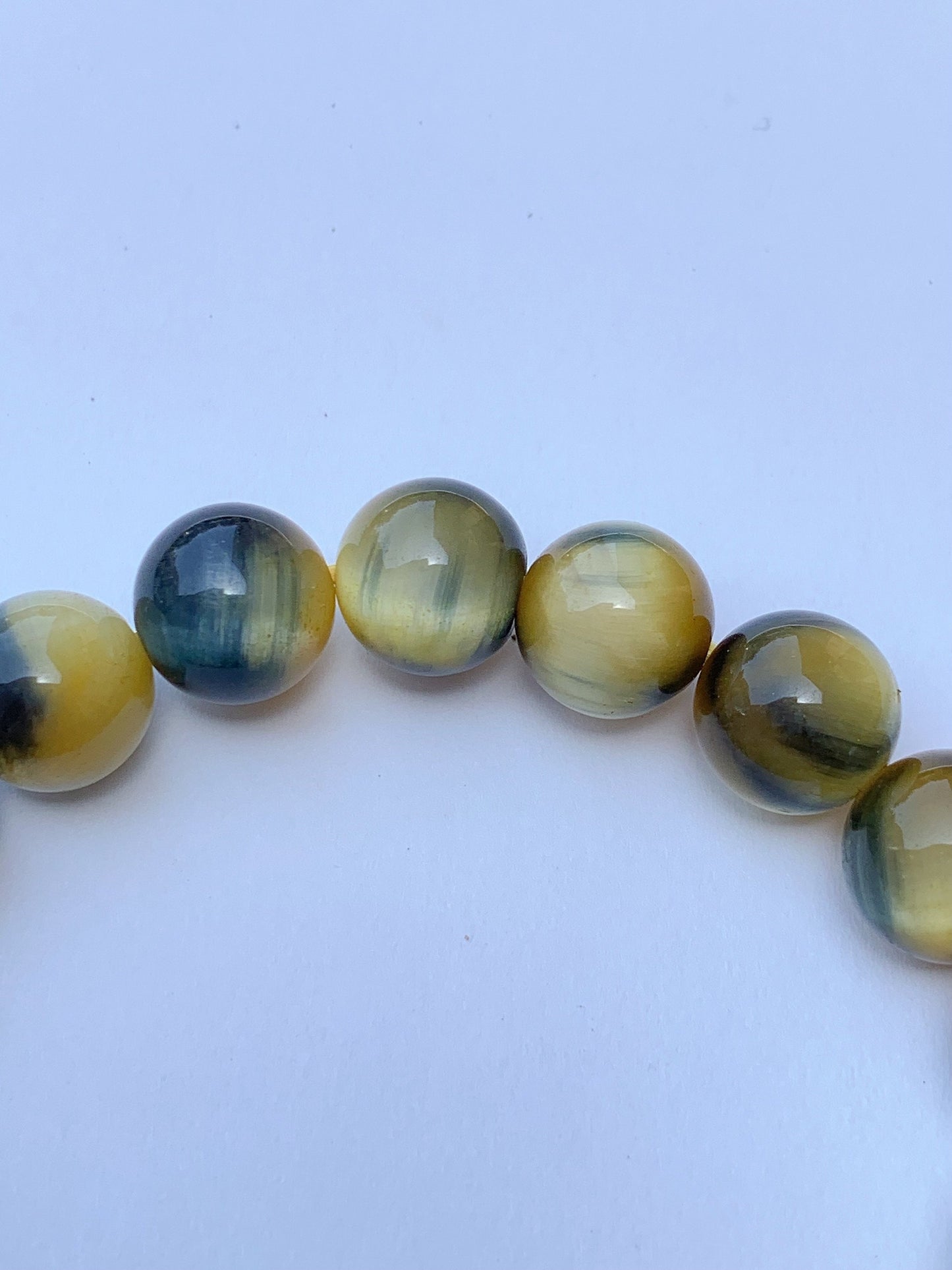 Natural Tiger's Eye Beaded Bracelet: Yellow, Blue, Gold Gemstone (6mm-12mm)
