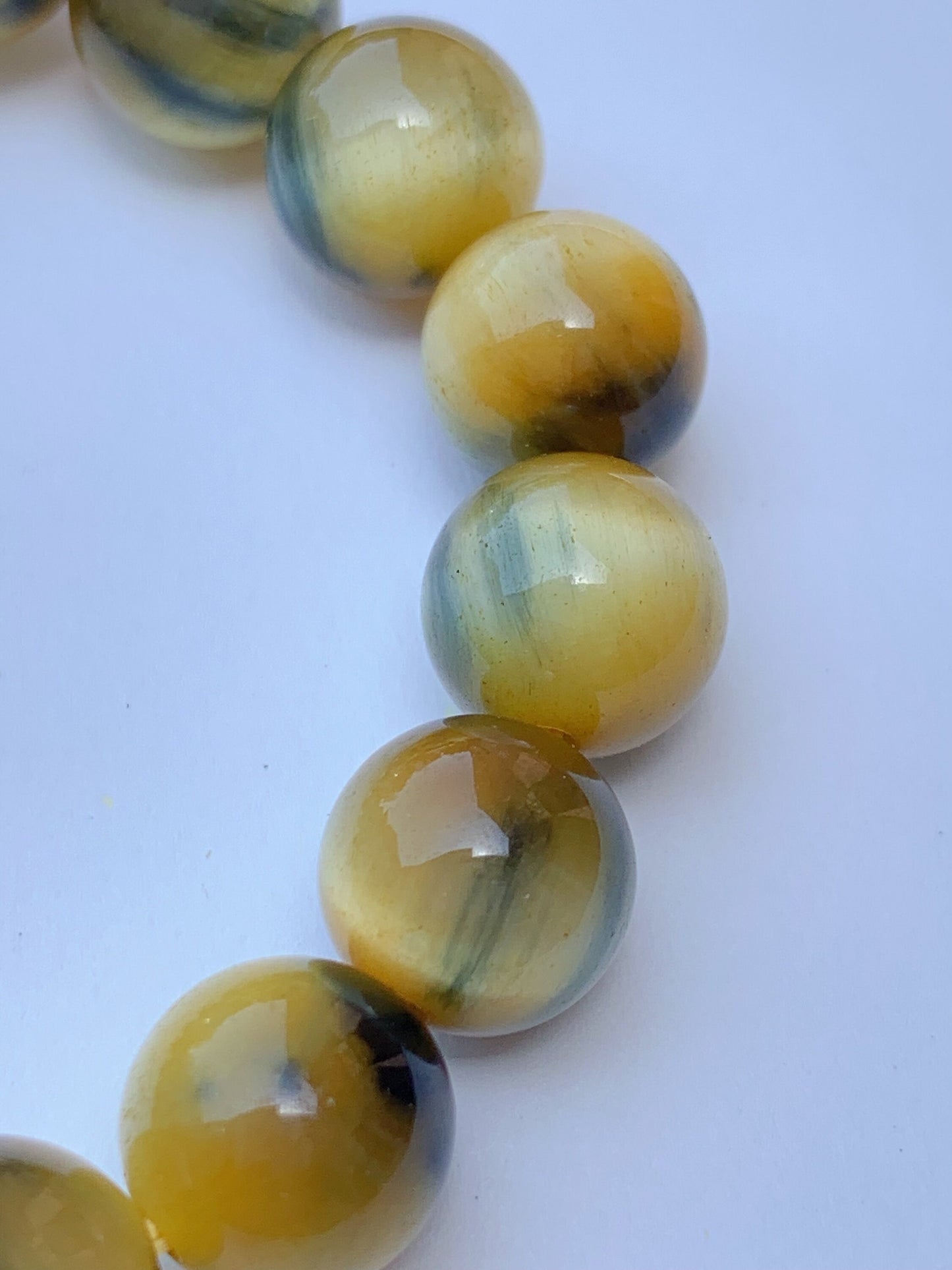 Natural Tiger's Eye Beaded Bracelet: Yellow, Blue, Gold Gemstone (6mm-12mm)