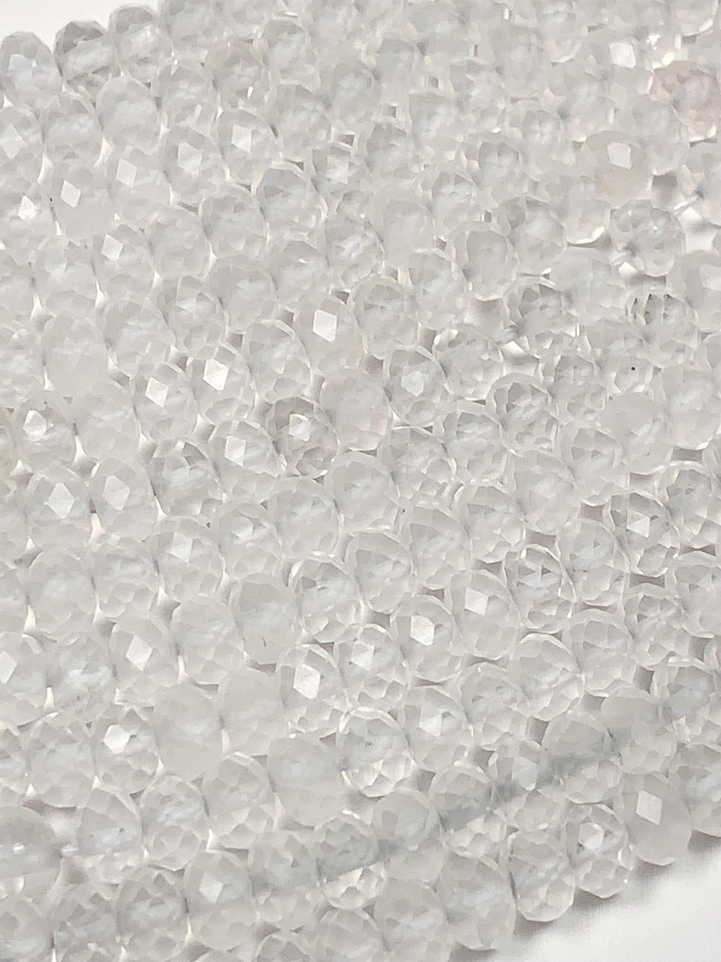 Grade AAA+ Genuine Natural White Clear Quartz  Rock Crystals Faceted Rondelle Beads 15.5" Strand