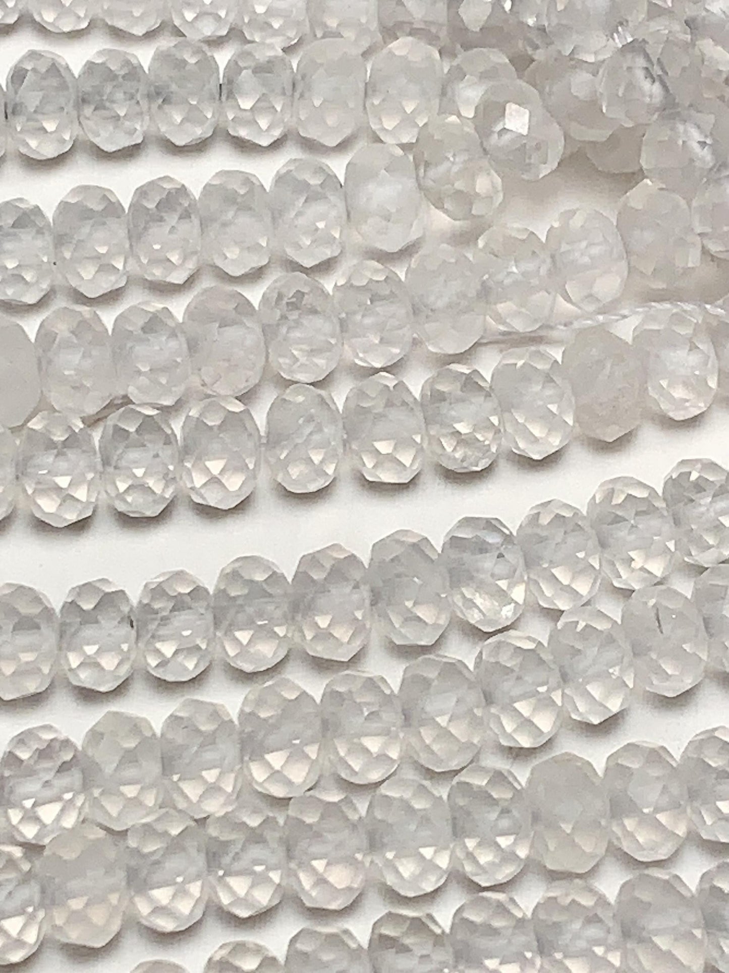 Grade AAA+ Genuine Natural White Clear Quartz  Rock Crystals Faceted Rondelle Beads 15.5" Strand