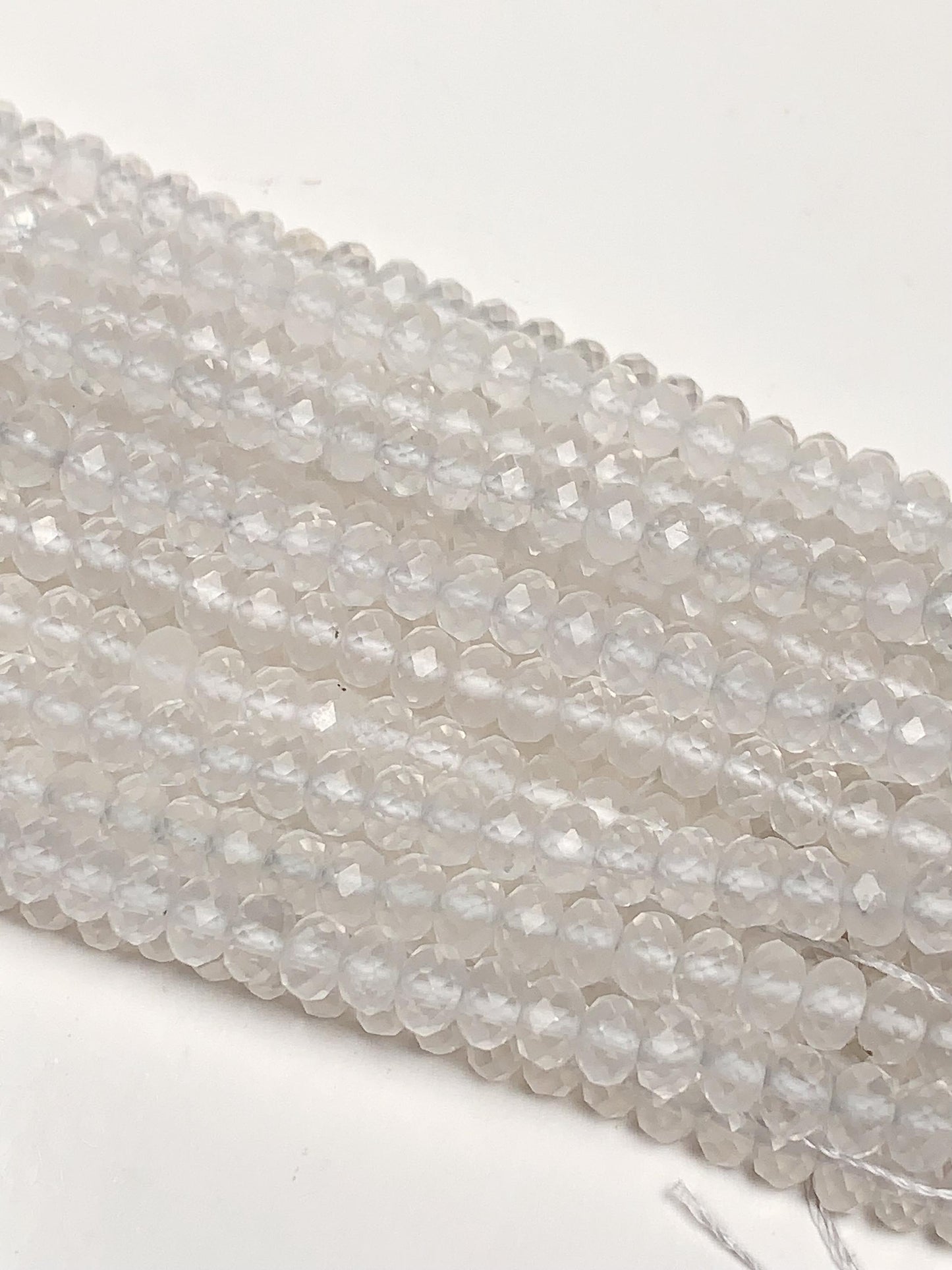 Grade AAA+ Genuine Natural White Clear Quartz  Rock Crystals Faceted Rondelle Beads 15.5" Strand