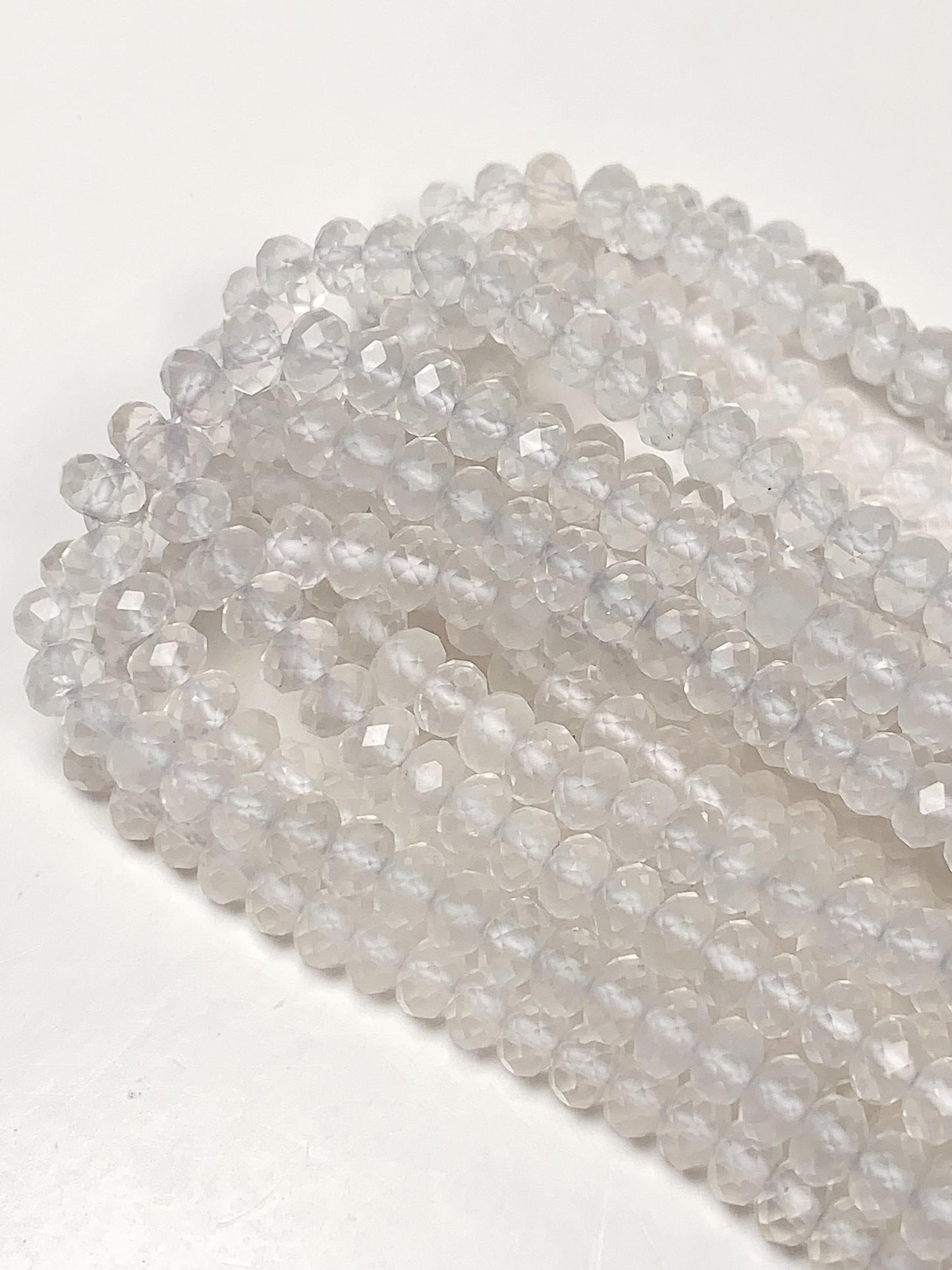 Grade AAA+ Genuine Natural White Clear Quartz  Rock Crystals Faceted Rondelle Beads 15.5" Strand