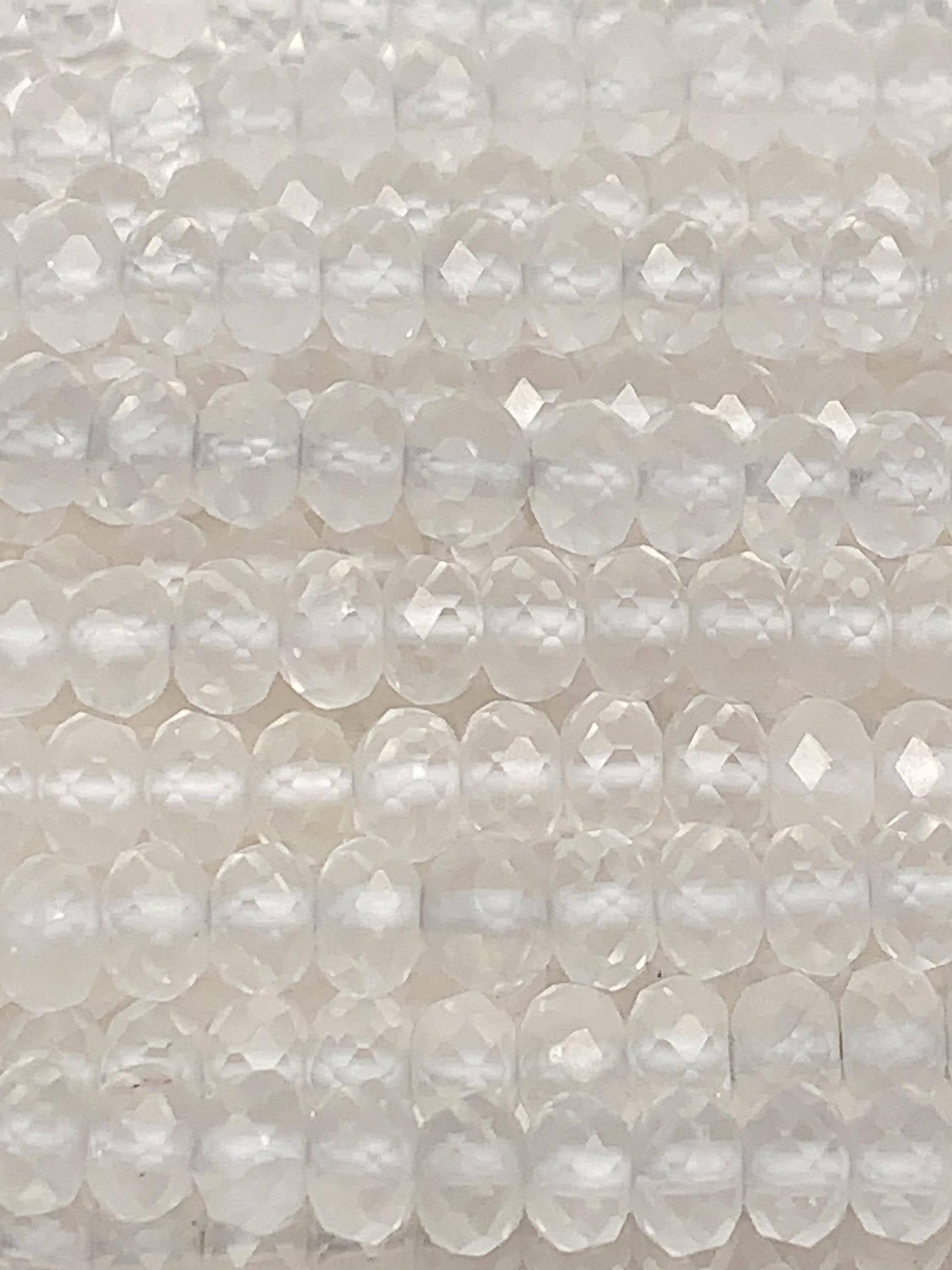 Grade AAA+ Genuine Natural White Clear Quartz  Rock Crystals Faceted Rondelle Beads 15.5" Strand